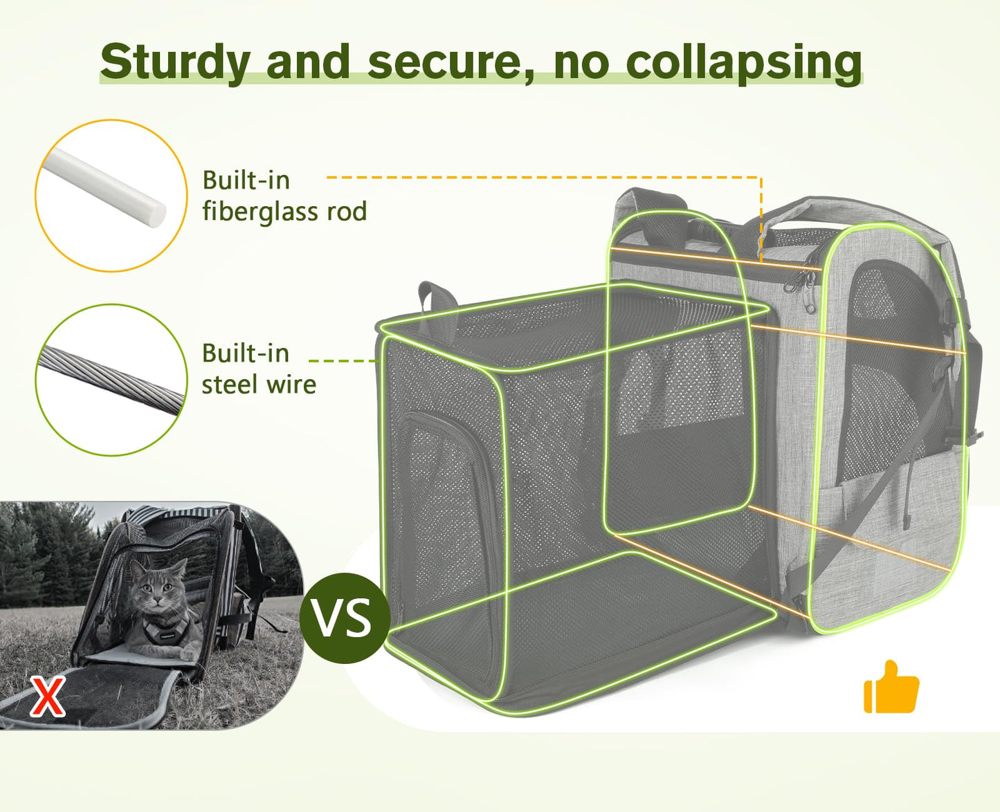 Pecute Pet Carrier Backpack, Dog Carrier Backpack, Expandable with Breathable Mesh for Small Dogs Cats Puppies, Pet Backpack Bag for Hiking Travel Camping Outdoor Hold Pets Up to 1 Count (Pack of 1)