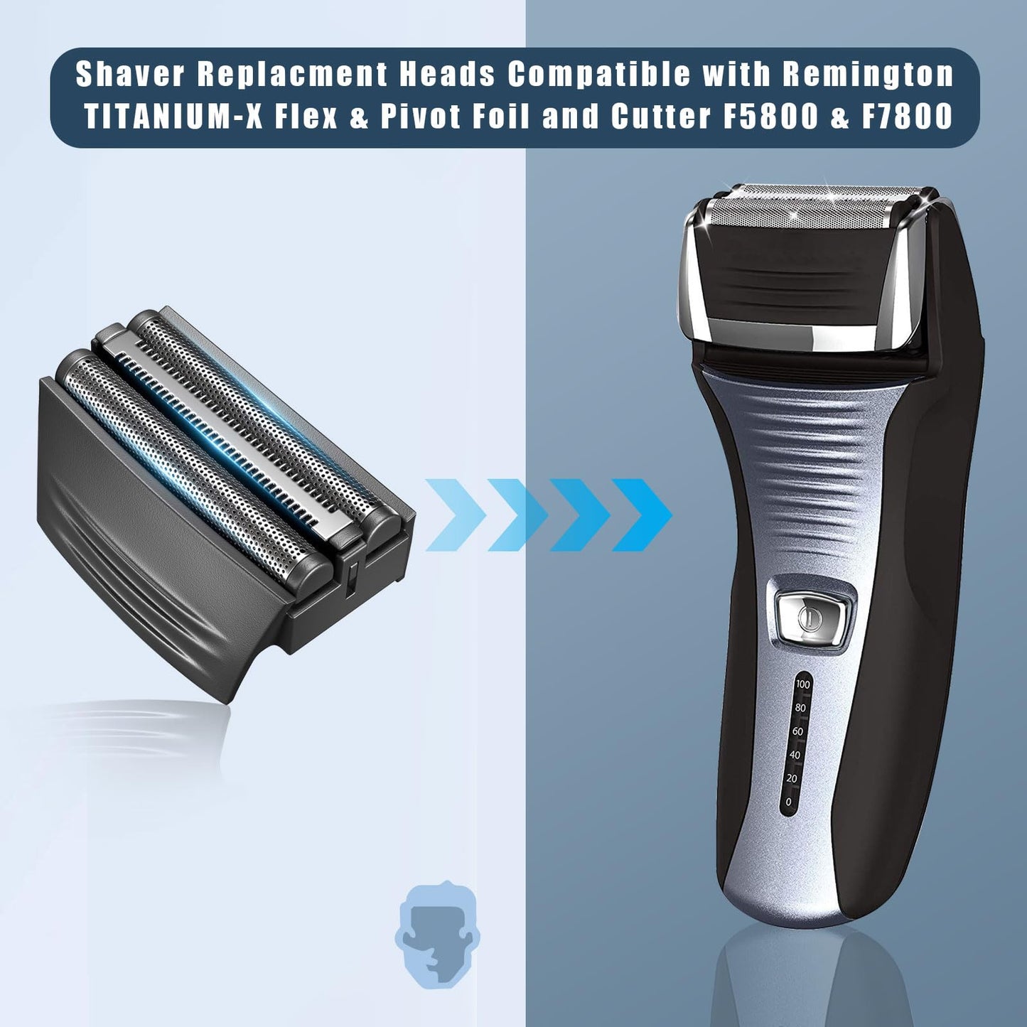Shaver Replacment Heads TITANIUM-X Flex & Pivot Foil and Cutter F5800 & F7800 (black-2)
