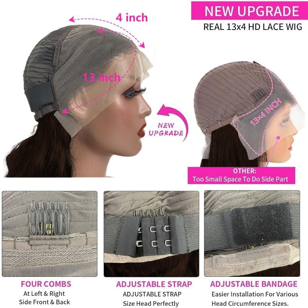 Chocolate Brown Lace Front Wig Human Hair 20 Inch 13x4 Body Wave Lace Front Wigs for Black Women Human Hair Pre Plucked 150% Density Brown Perruque Femme Humain Naturel #4