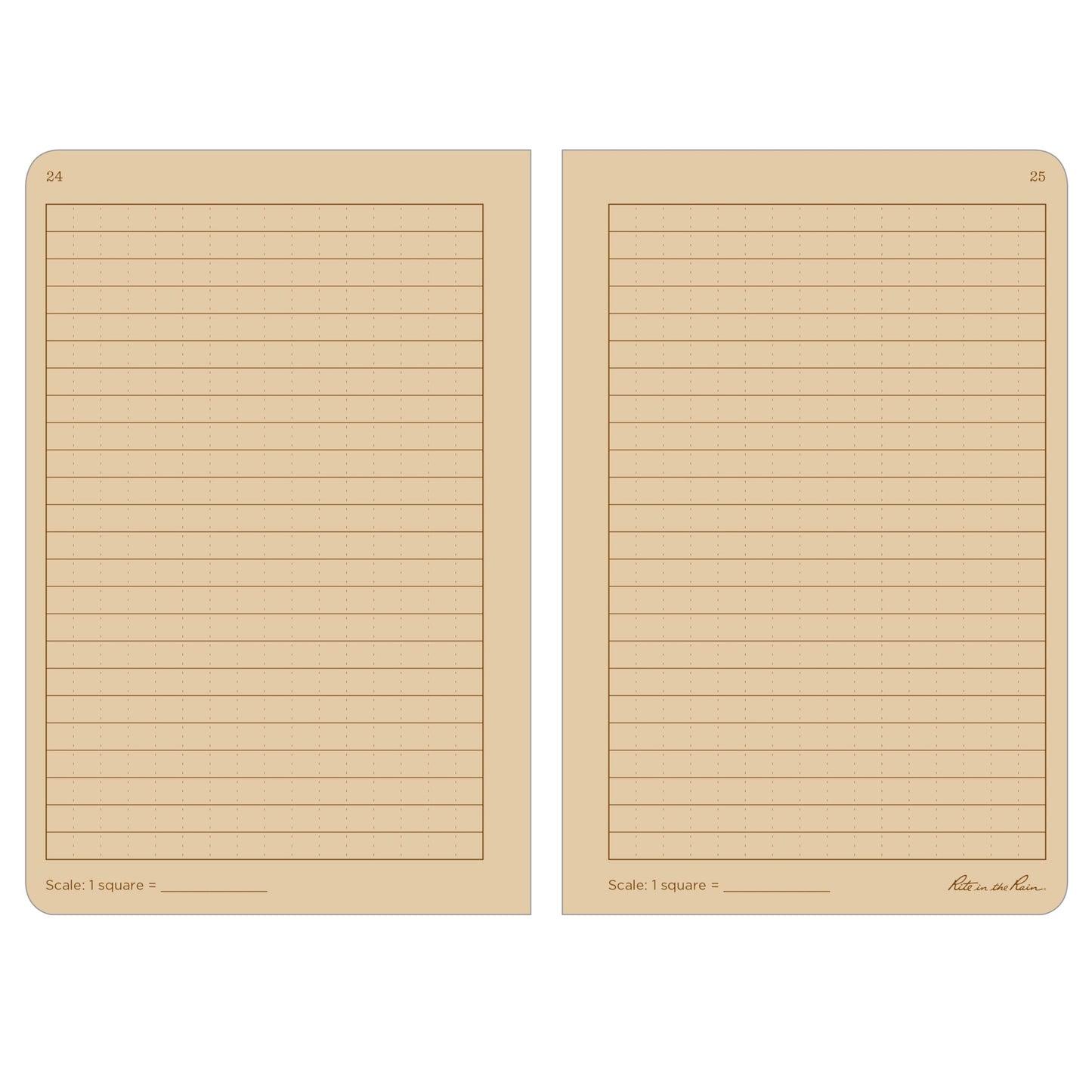 Rite in The Rain Weatherproof Stapled Notebook, 4.625" x 7", Tan Cover, Universal Pattern, 3 Pack (No. 971TFX)