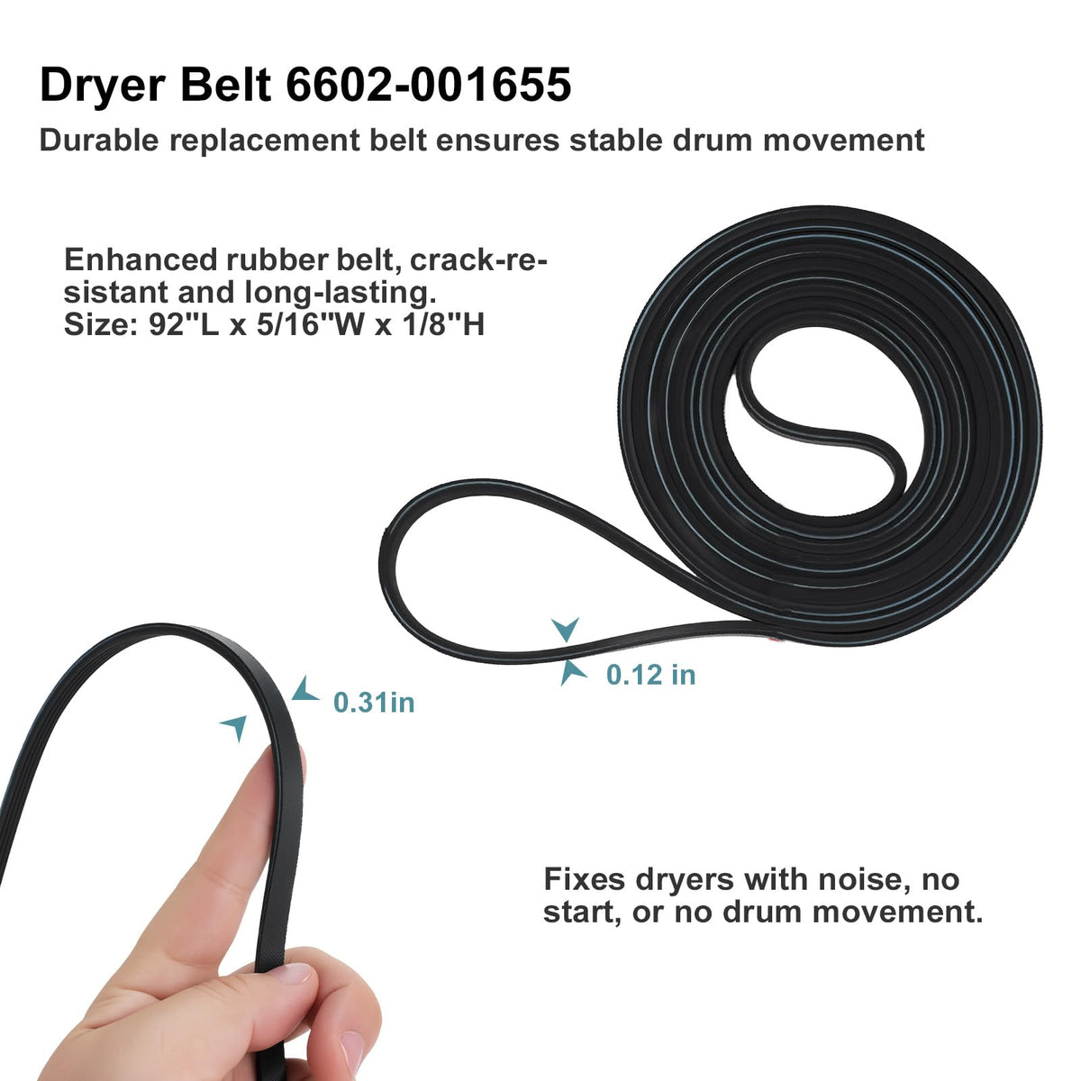 For Samsung Dryer Repair Kit Replacement DC97-16782A, Includes Drum Roller DC97-16782A, Idler Pulley DC93-00634A, Belt 6602-001655, Fits DV45H7000EW/A2 DV42H5000EW/A3 DV365GTBGWR/A3