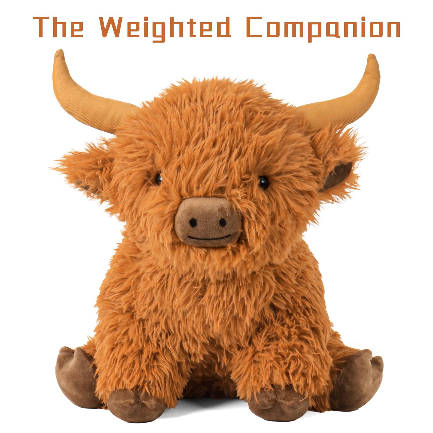 5lbs Highland Cow Weighted Stuffed Animals, 16in Tall Big Highland Cow Plush Toy, Soft Adorable Stuffed Animal for Kids and Adults Highland Cattle Gift Plushie Decor