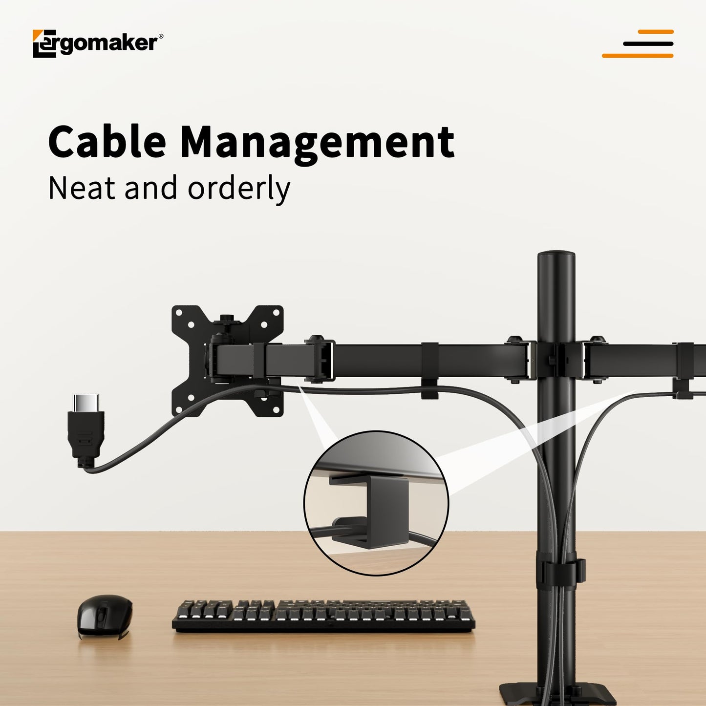 ERGOMAKER Dual Monitor Arm, Adjustable Dual Monitor Mount, Duty Dual Monitor Stand for Desk for 2 Computer Monitors up to 27", Double Monitor Mount for LCD Screens