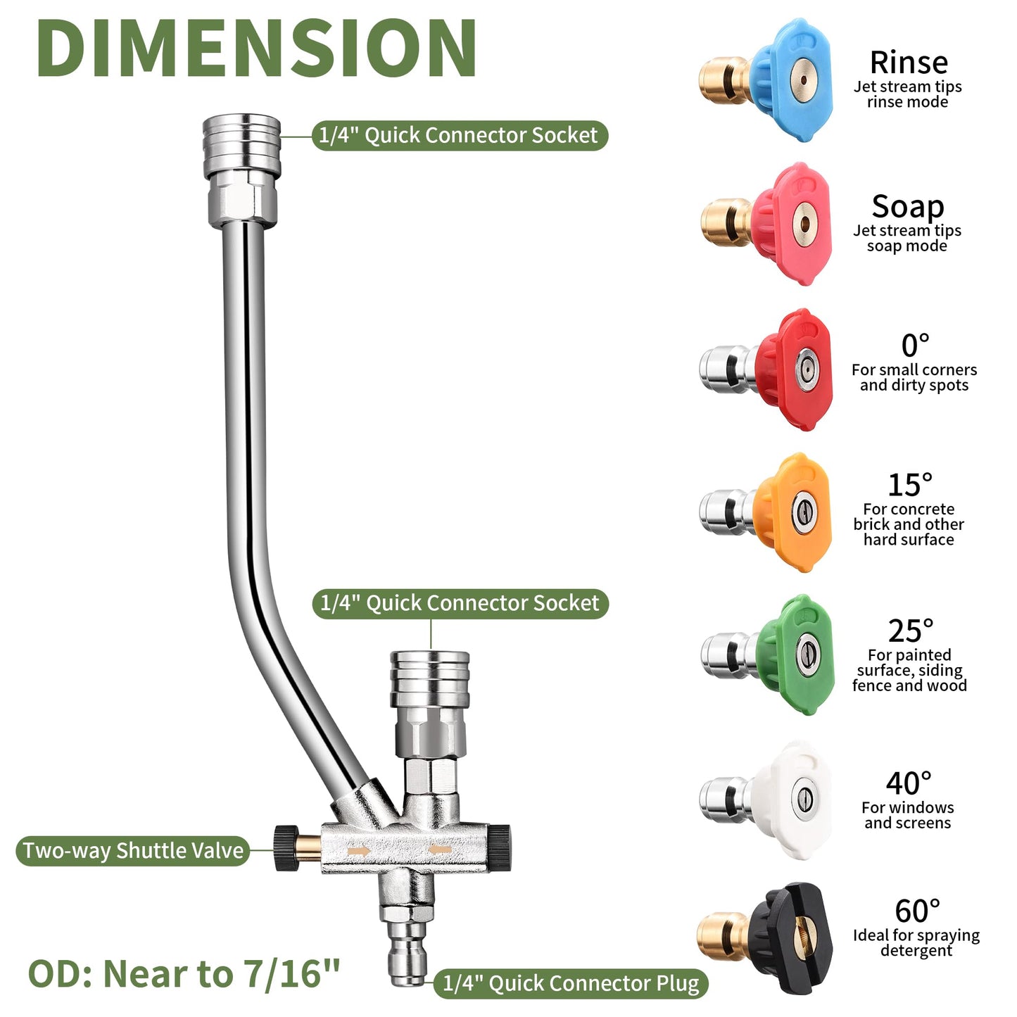 Balabulala Dual Connector Accessory with Pressure Washer Foam Cannon, Pressure Washer Double Tip Attachment for Foam Blaster with 5 Power Washer Sprayer Nozzles, 1/4" Quick Connect, 4200 PSI