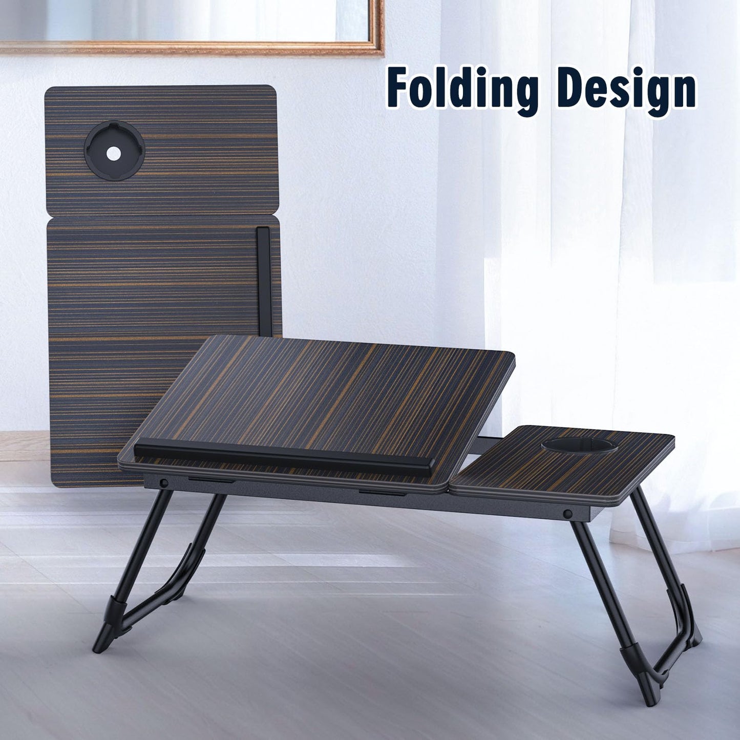 Laptop Desk,Laptop Bed Table with Foldable Legs Cup Holder Adjustable Tray Reading Book Stand Lap Notebook Holder for Bed Sofa Terrace Carpet