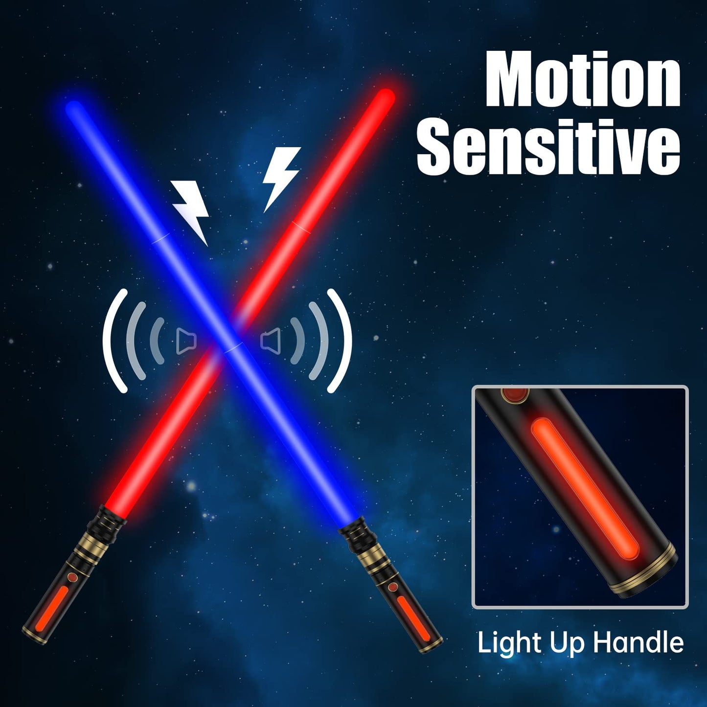 Light Saber for Kids, KEGOZ 3 Packs 3 Colors Light Sword with FX Sound (Motion Sensitive) and Glowing Handle, Expandable Light Sabers Set for Halloween Xmas Children's Day Gifts