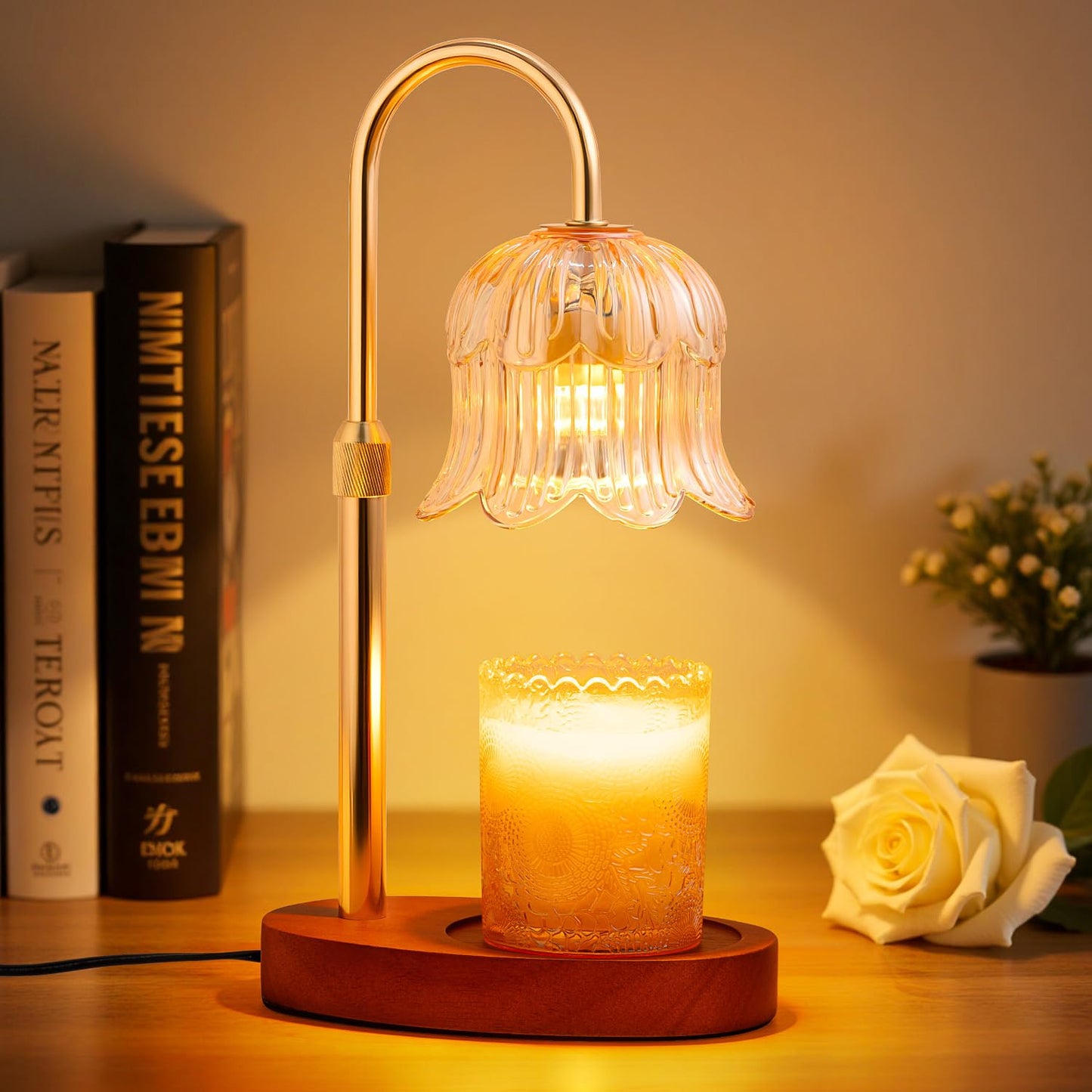 Candle Warmer Lamp with Timer and Dimmer, Adjustable Height Electric Candle Warmer Flower Lamp Wax Melt Warmer for Jar Candles - Birthday Gifts for Women Mom Mother's Day Home Living Bedroom Decor