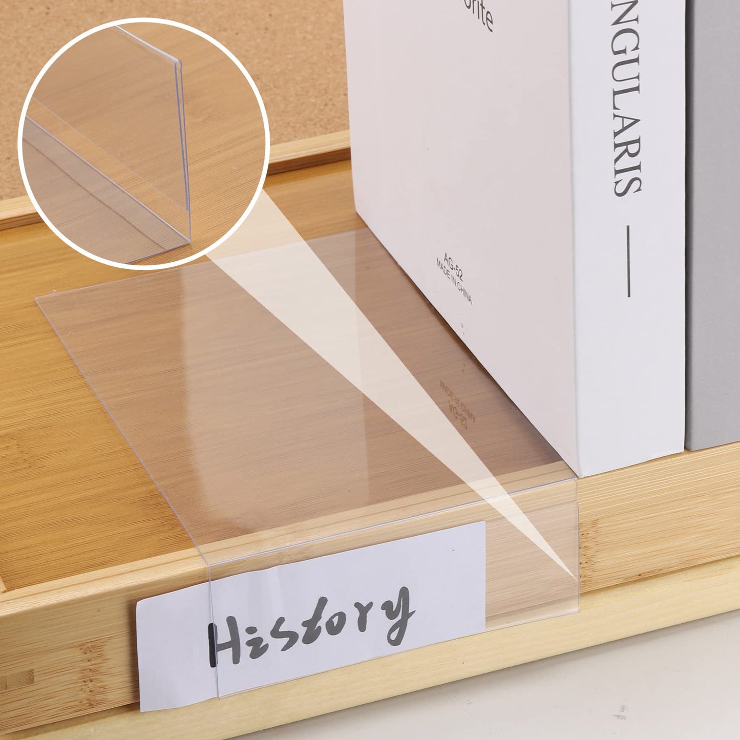 LoveBB 50 Pcs Library Shelf Label Holders 7.6 x 4 Inch Moveable Shelf Markers for Classroom Office Library Book Shelves with 50 Pcs Label Inserts