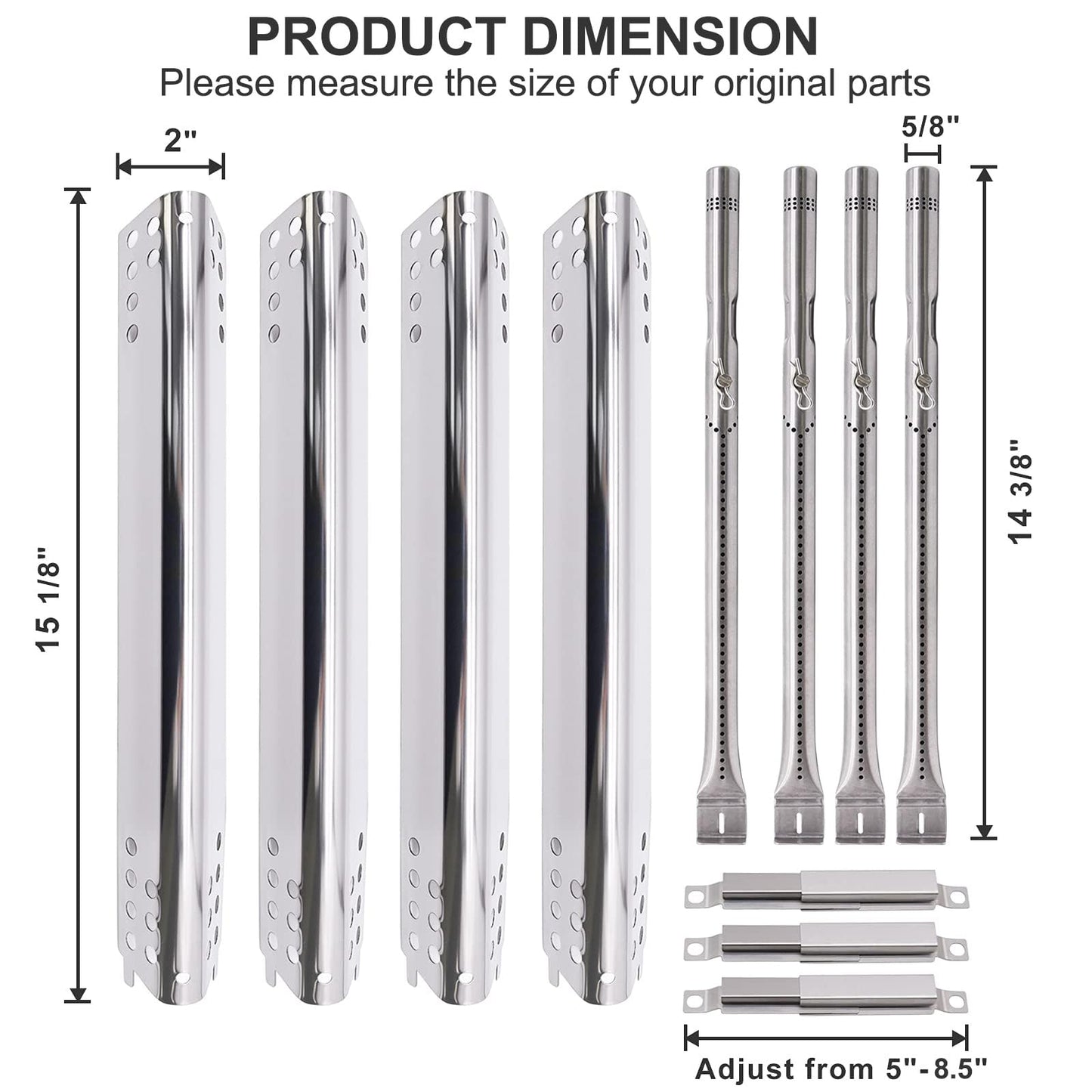 BBQ Parts for CharBroil Advantage 466343015 466433016 466240115 463344015 463240015 466642015 Grill Models, Barbecue Grill Heat Shield Plate, Barbecue Burner & Igniter, Crossover Tube
