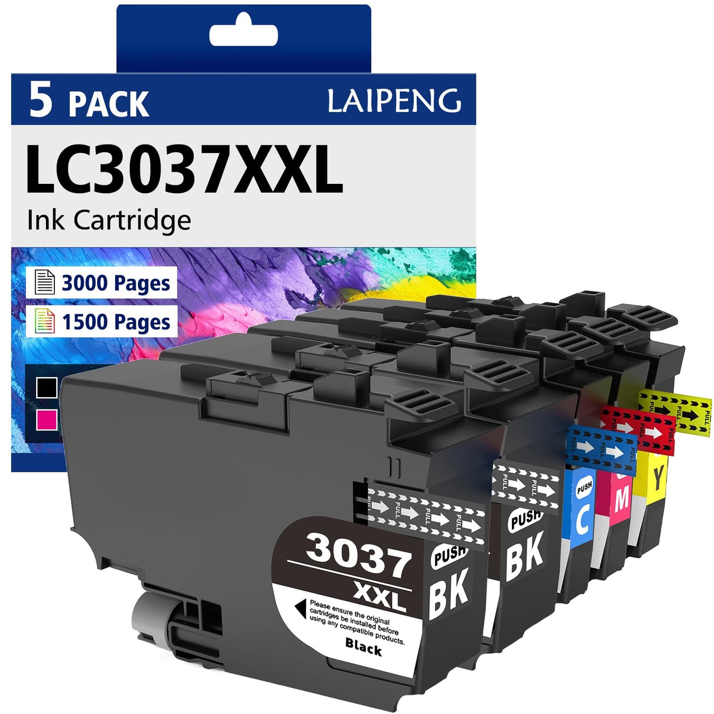 LC3037XXL Ink Cartridges 5-Pack Super High-Yield Compatible for Brother LC3037 LC3039 XXL for MFC-J5845DW MFC-J5845DWXL MFC-J5945DW MFC-J6545DW MFC-J6545DWXL MFC-J6945DW Printer (5-Pack, BK*2/C/M/Y)