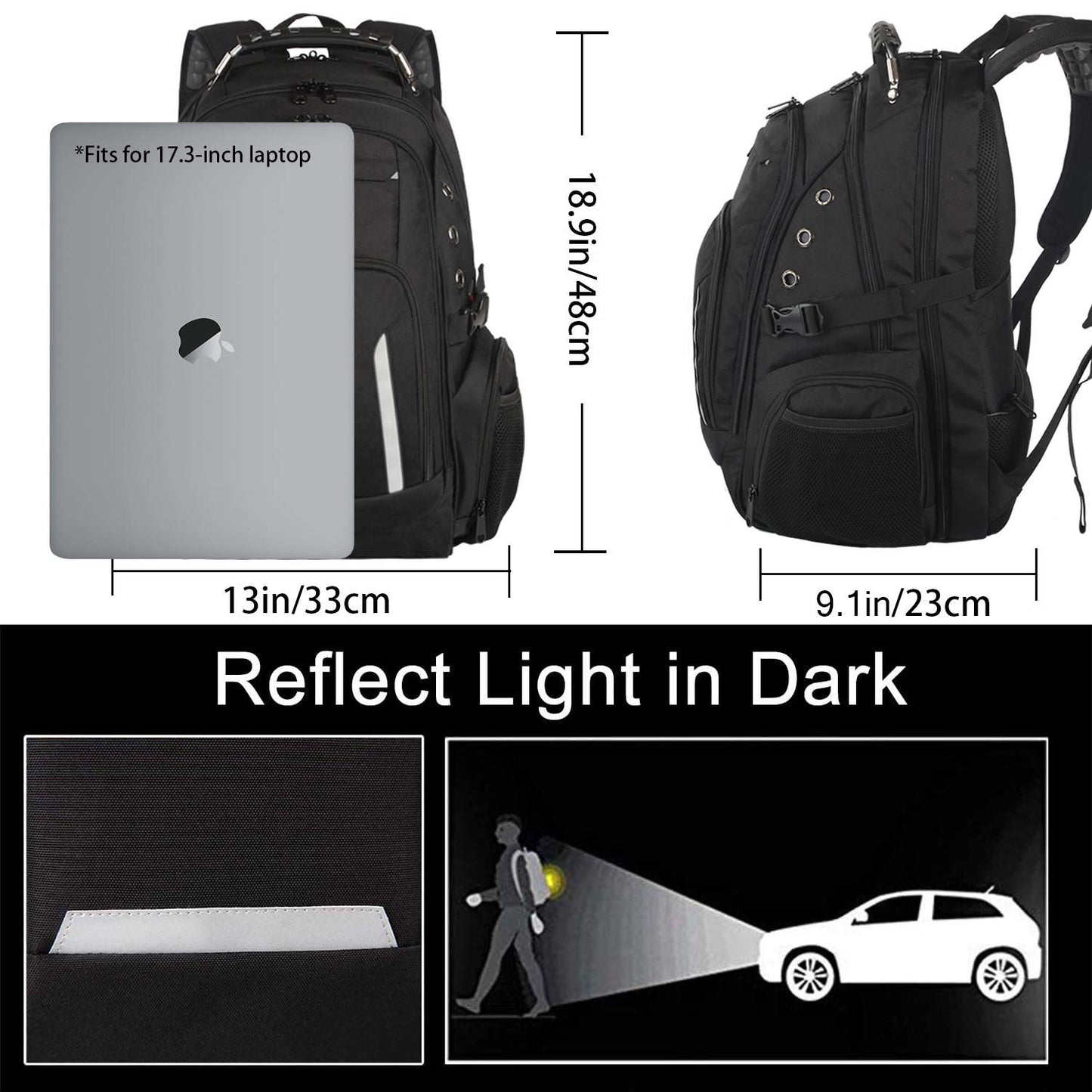 Large Laptop Backpack for Men, 17 Inch Computer Compartment Business Traveling Bookbag with USB Charging Port, Waterproof, TSA Friendly College High School 40L