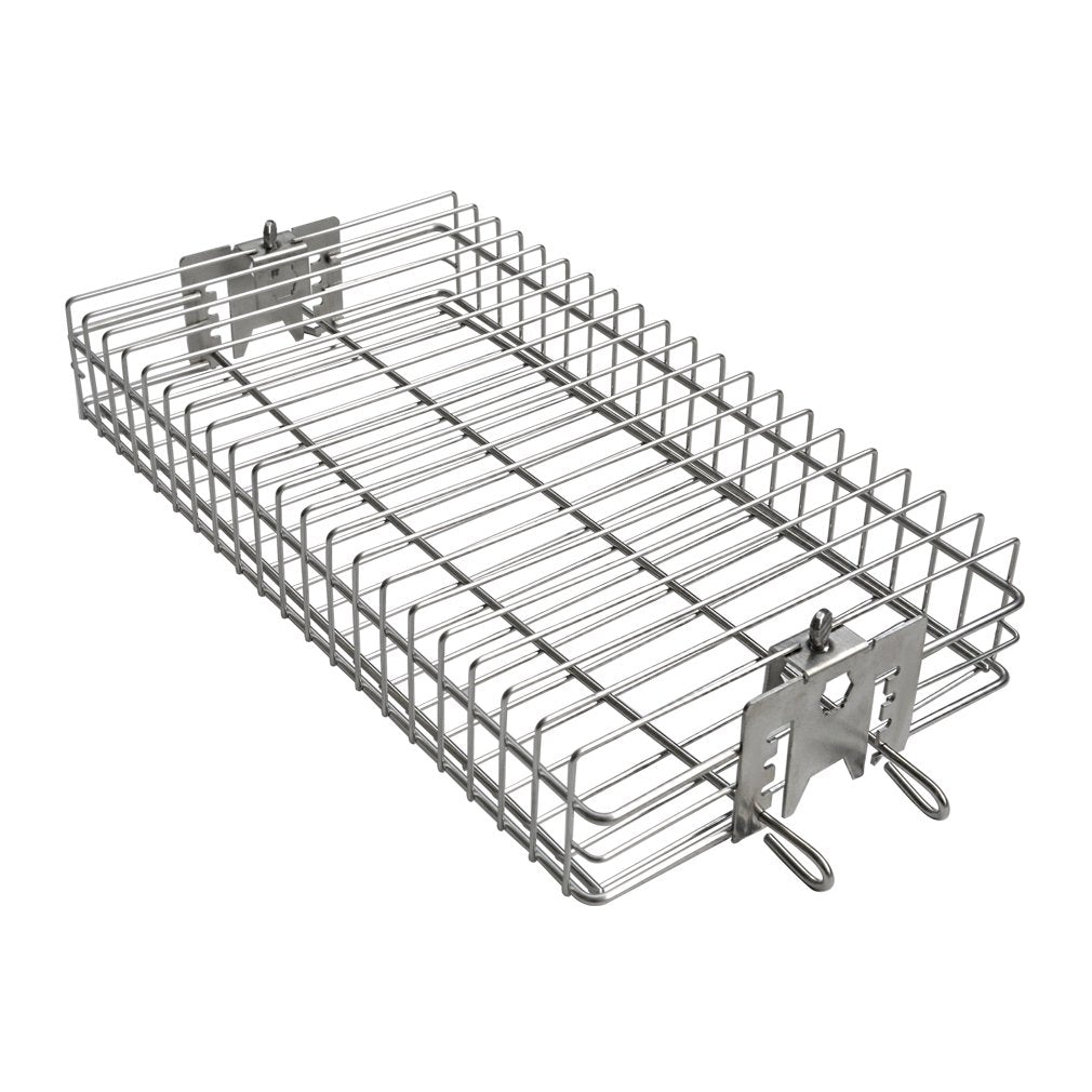 Onlyfire 6042 BBQ Stainless Steel Flat Spit Rotisserie Grill Basket for Any Grill, Fits 1/2" Hexagon, 3/8" Hexagon, 3/8" Square&5/16" Square Rotisserie Spit Rods