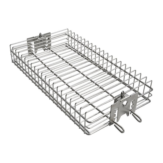 Onlyfire 6042 BBQ Stainless Steel Flat Spit Rotisserie Grill Basket for Any Grill, Fits 1/2" Hexagon, 3/8" Hexagon, 3/8" Square&5/16" Square Rotisserie Spit Rods