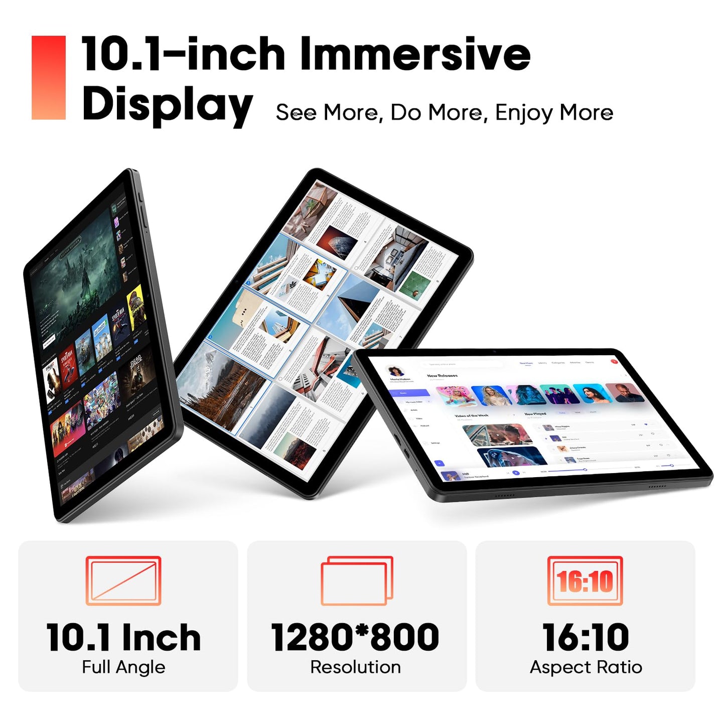 Android 15 Tablet 10 Inch with Keyboard Mouse, Octa-core CPU,RAM 18GB, ROM 128GB (Up to 1 TB), 800x1280 Widevine L1, WiFi 6 & Bluetooth 5.4, Dual Speakers, 5MP+8MP, 6000mAh, GPS