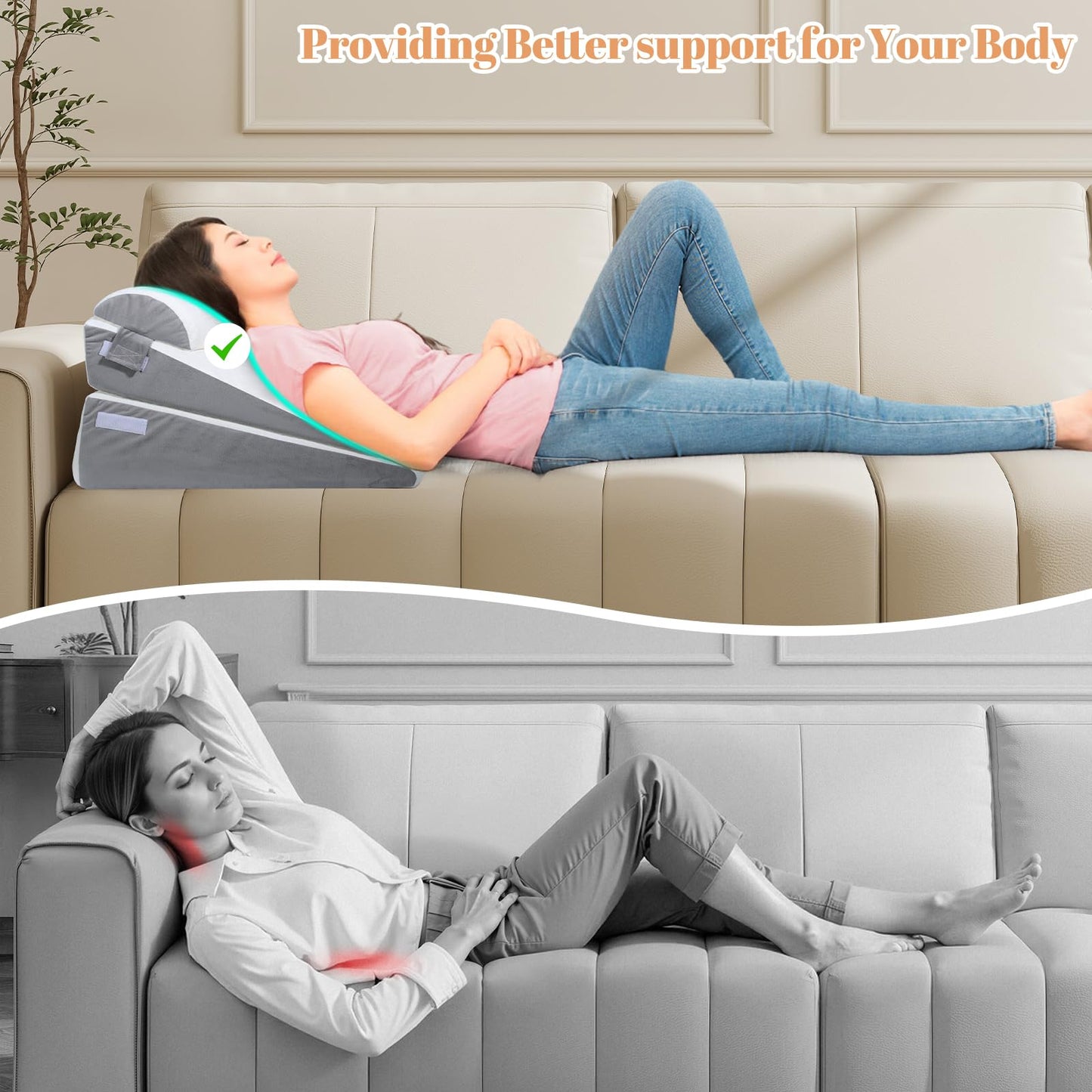 Ceecysaa Wedge Pillows for Adults, 4-in-1 Adjustable Wedge Pillows Set,Bed Pillow for Sitting Up,Legs,Neck and Back Support,Sleeping Comfort and Relaxing