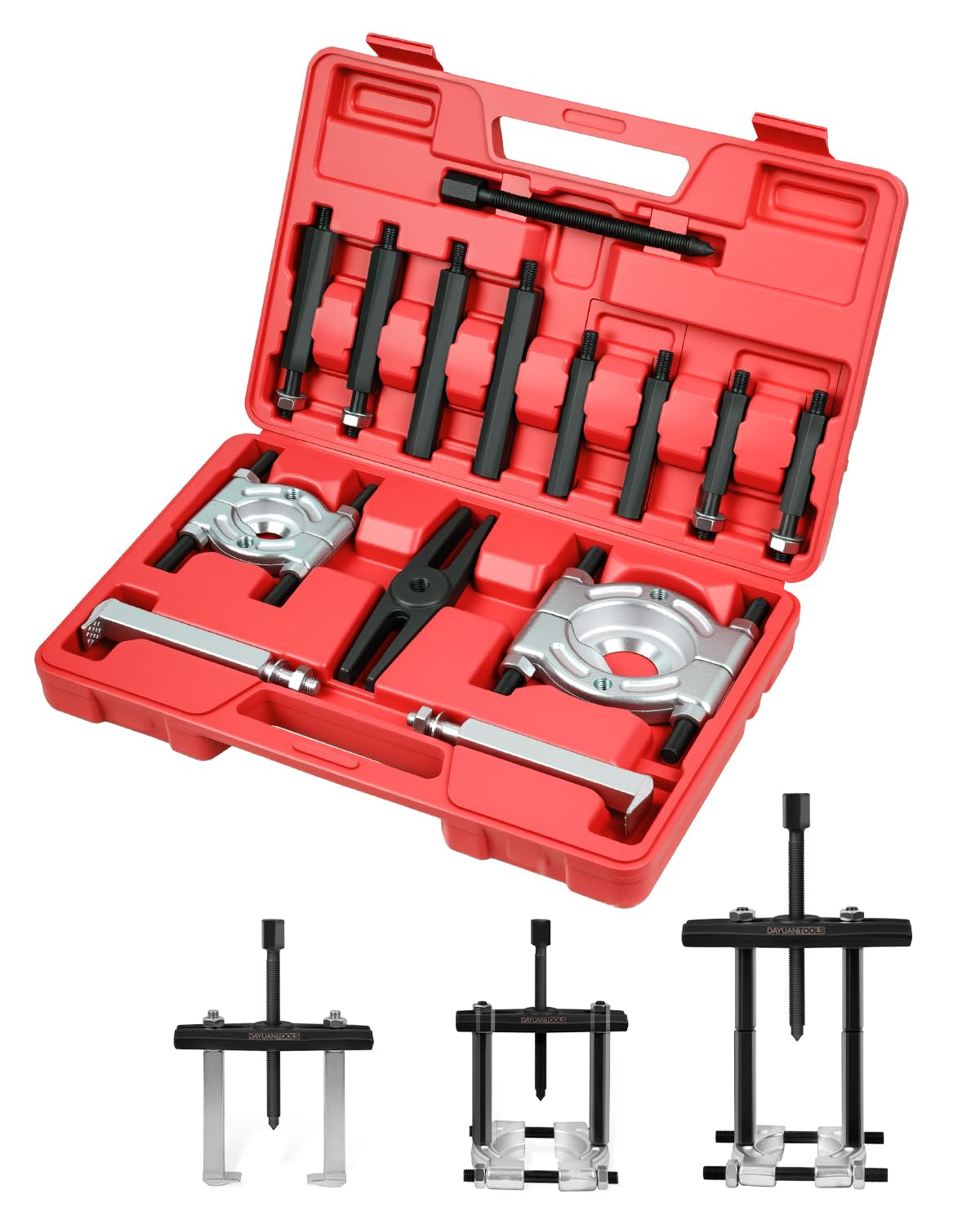 DAYUAN 14pcs 2 inch and 3 inch Splitters Remove Bearings Kit 5 ton Capacity Bearing Separator Puller Set with Red Case