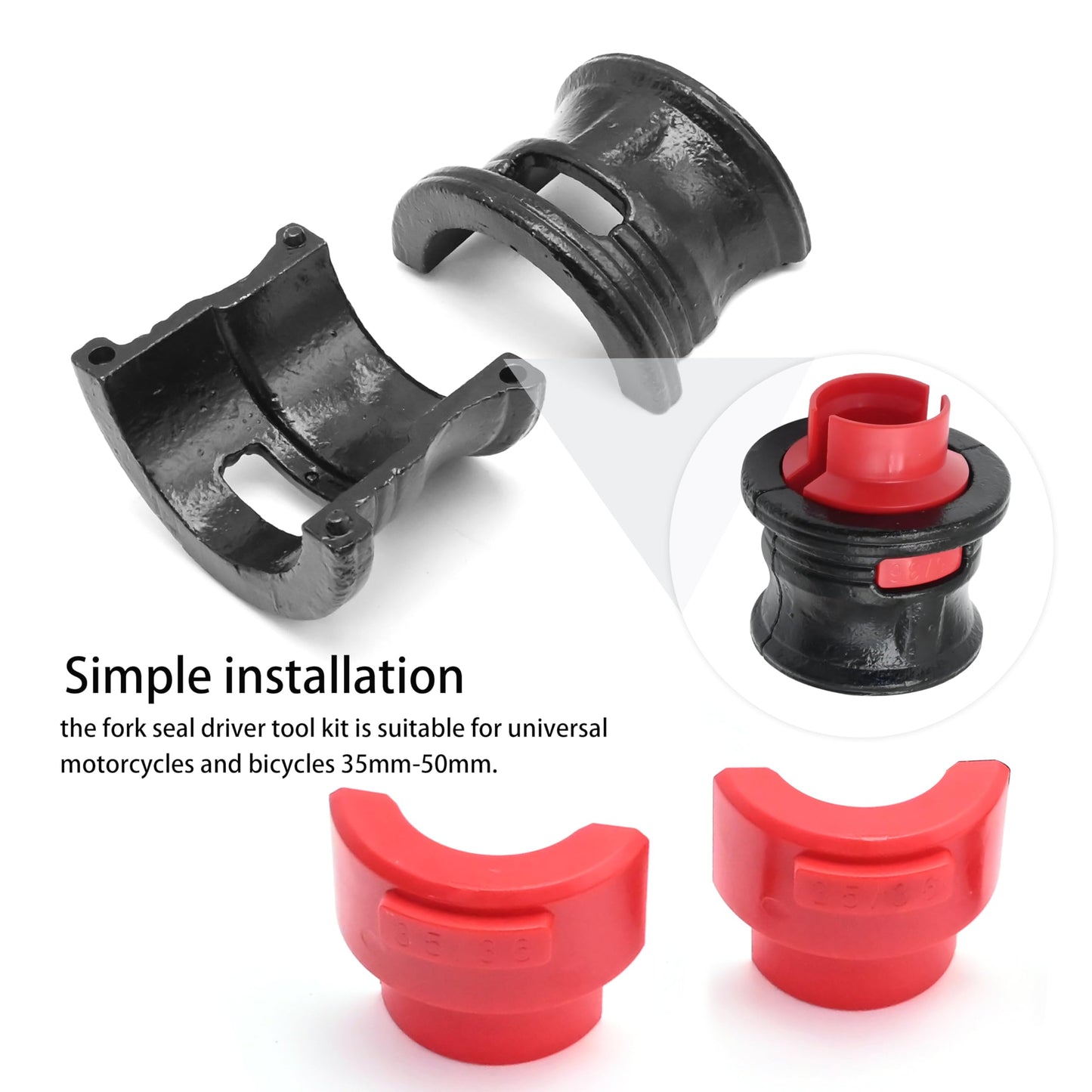 Vkinman Universal Front Fork Seal Driver Tool Kit Applicable for Motorcycles and Bicycles, 35/36 40/41 42/43 45/46 47/48 49/50 Kit