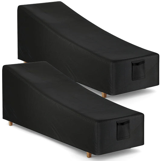 Chaise Lounge Covers Waterproof Outdoor, 2 Pack Heavy Duty Patio Furniture Covers with Air Vent, Bench Chair Seating Cover for Lawn Poolside, All Weather Protection, 84" L x 32" W x 32" H, Black