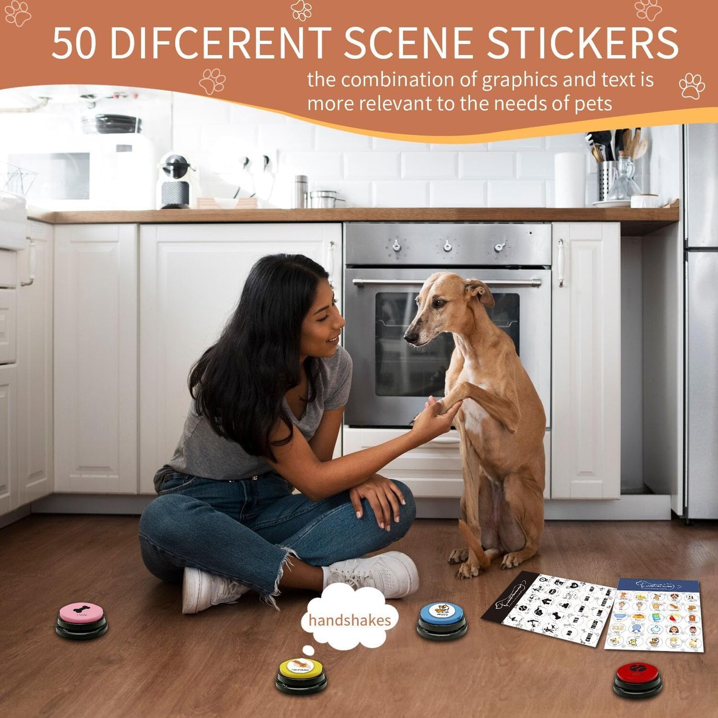 KiViRap Dog Buttons,Recordable Buttons,Record and Playback Own Message Dog & Puppy Speech Training Buzzers,Train Your Pet to Voice What They Need （10 Pack）