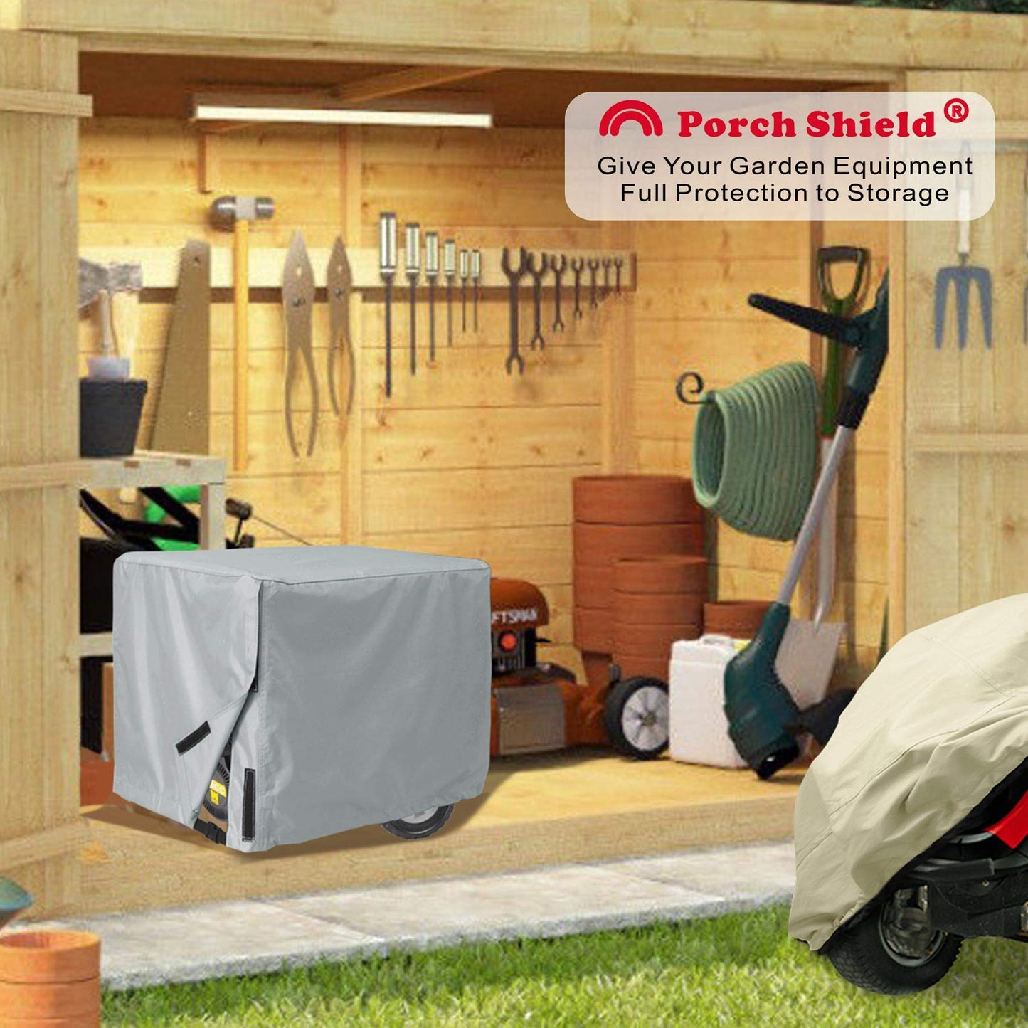 Porch Shield Waterproof Universal Generator Cover 38 x 28 x 30 inch - for Most Generators 5500-15000 Watt, Gray
