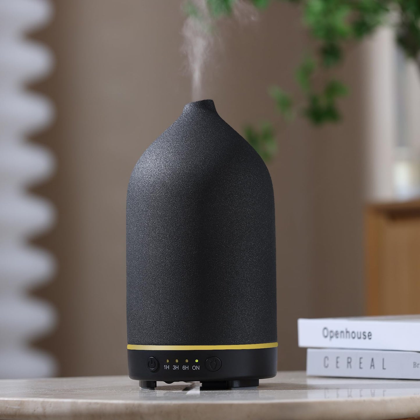 Gooamp 200ML Ceramic Diffuser,Aromatherapy Diffuser,Essential Oil Diffuser with 7 Color Lights Auto Shut Off for Home Office Room, Black (1/3/6/ON hrs Working time)