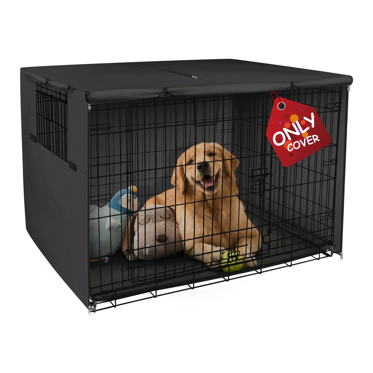 Explore Land 42 inches Dog Crate Cover - Durable Polyester Pet Kennel Cover Universal Fit for Wire Dog Crate 1(Black)