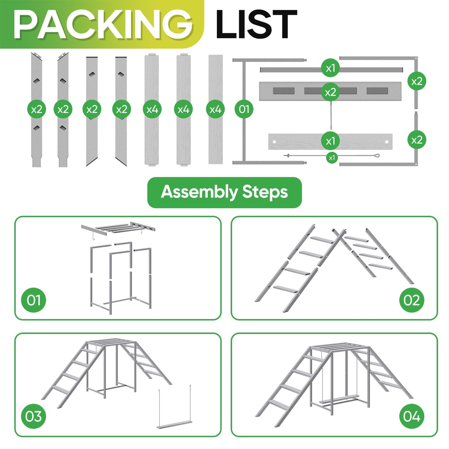 Chicken Coop Perches with Swing, Chicken Roosting Bars, Chicken Run Accessories Toy, Wooden Ladder for Pet's Healthy & Happy, Sturdy and Easy to Clean, Suitable for Backyard Farm,Gray