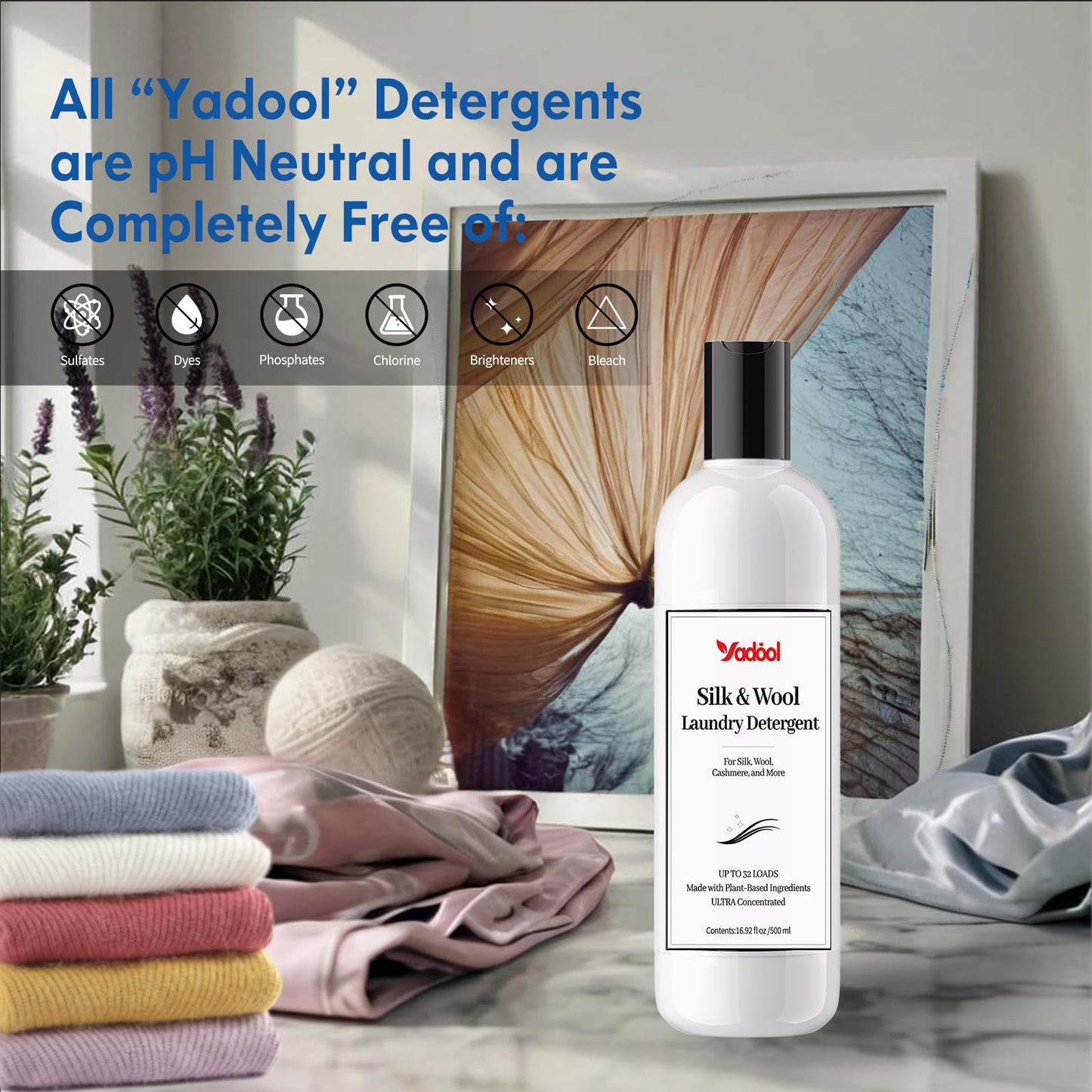 Wool & Cashmere Laundry Detergent, Double Concentrated Neutral PH Shampoo, Compatible With Silk, Wool, Cashmere Delicate Wash, Soft & Comfortable - 16.91 Fl Oz