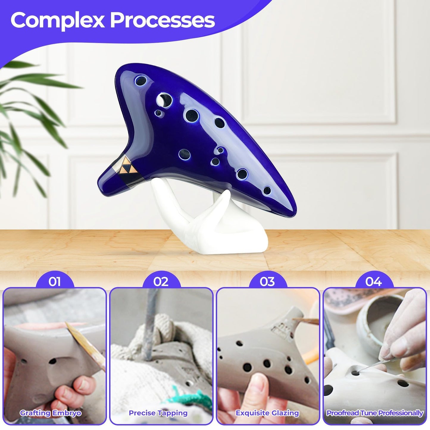 Ohuhu Zelda Ocarina with Song Book (Songs From the Legend of Zelda), 12 Hole Alto C Zelda Ocarinas Play by Link Triforce Valentine's Day Gift for Zelda Fans with Display Stand Protective Bag