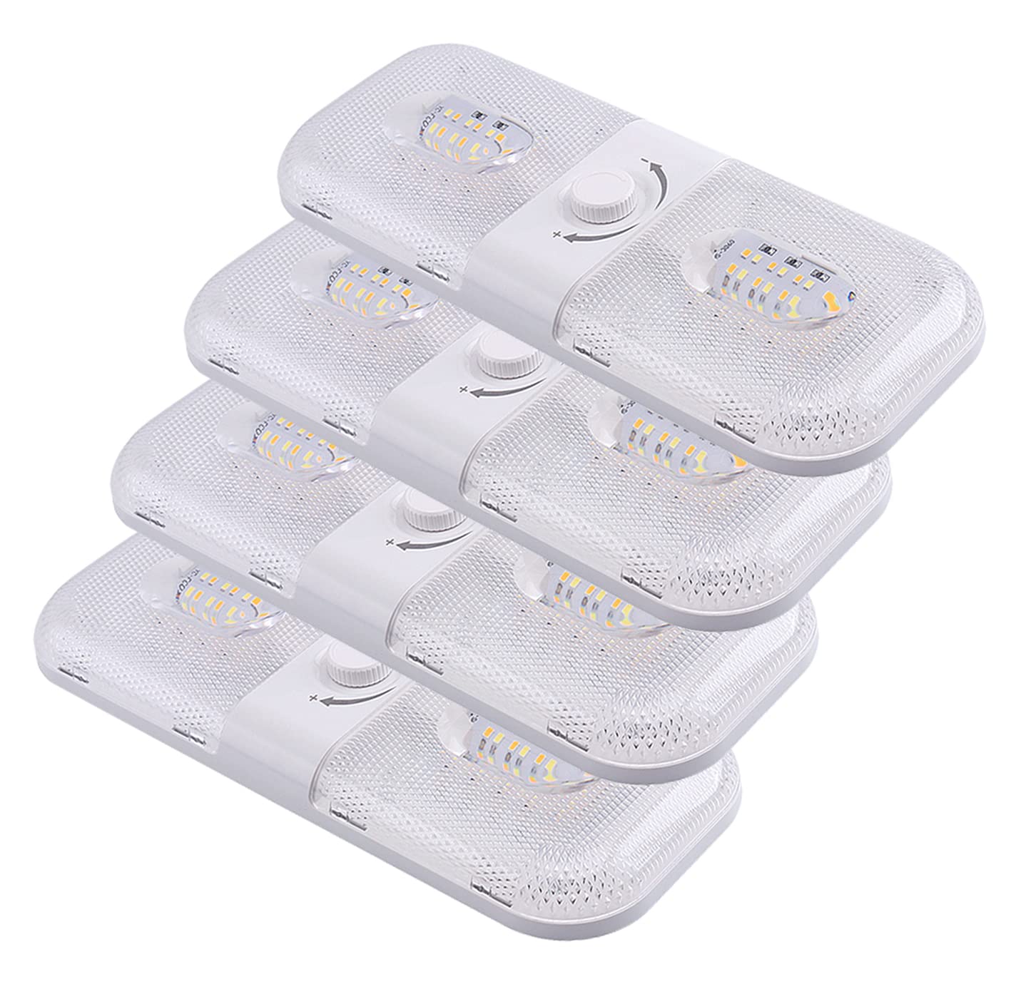 12V LED RV Lights with ON/Off Switch -Dimmable 3 Color Temperature 10W 1000LM, Interior Lighting for RV Van Trailer Camper Boat - Pack of 4