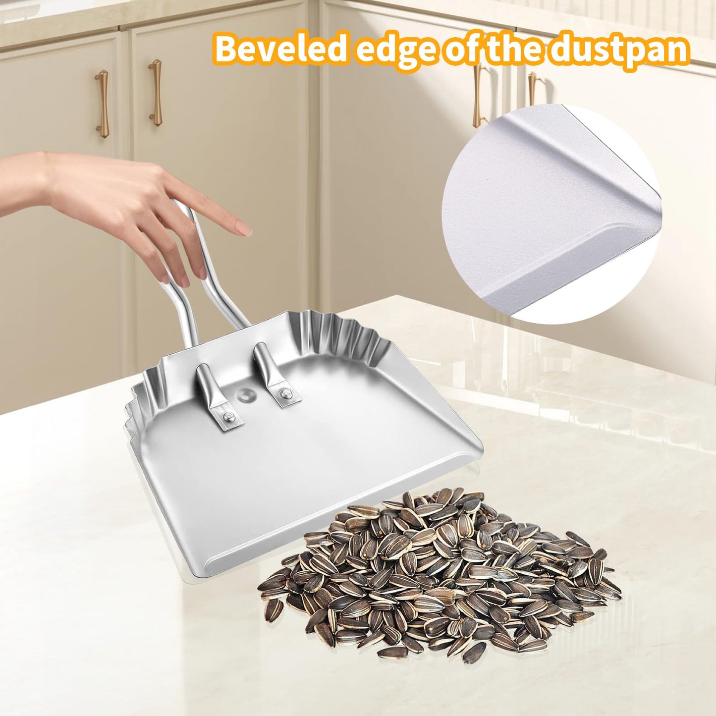 Auch 2Pack Heavy Duty Metal Dust Pans 12 Inch Metal Dustpan Wide Dustpans for Household Handheld Wide Scooper Dust and Debris Cleaning Tool Ideal for Home and Commercial Use (2pcs Dust Pans)