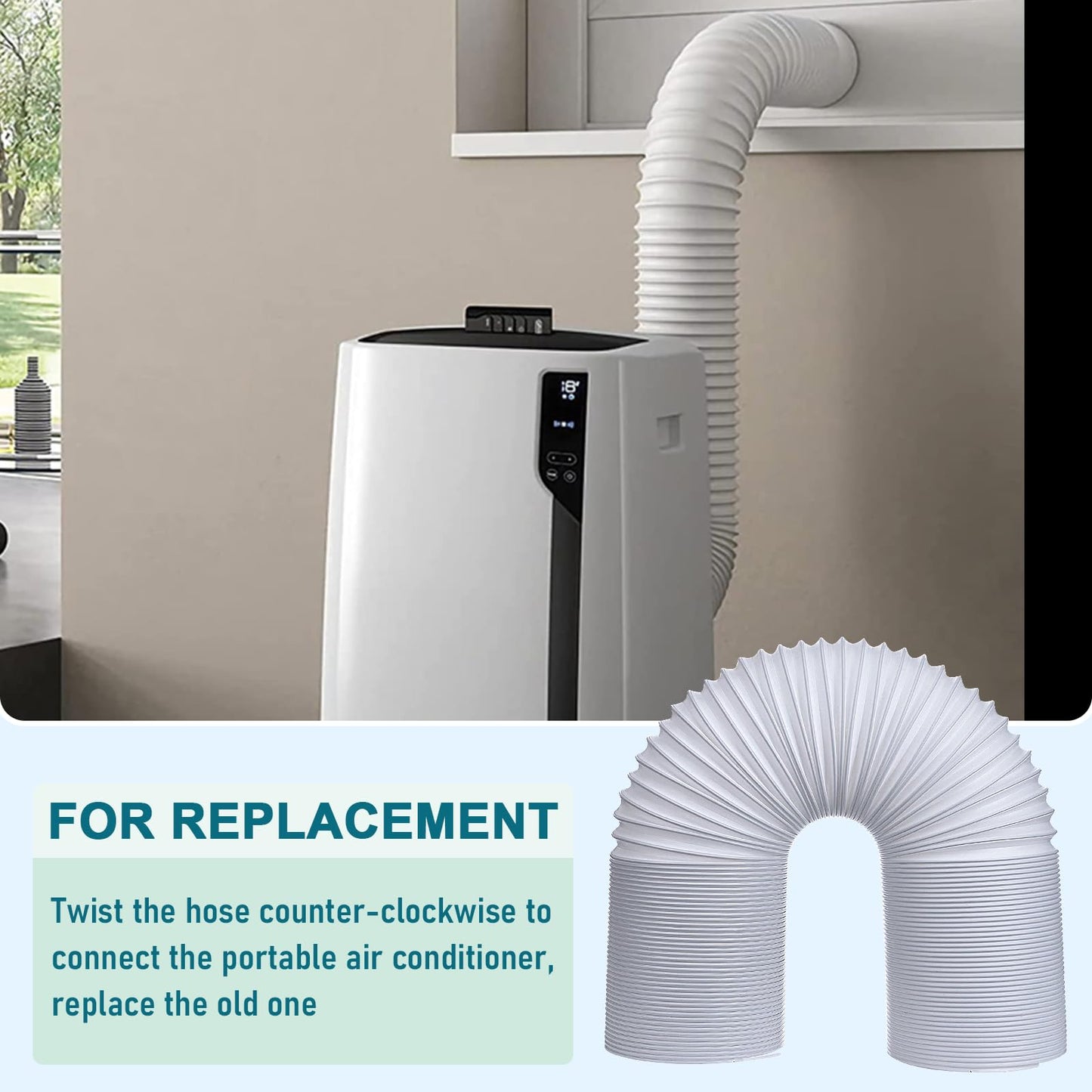 Portable Air Conditioner Hose with 5.9" Diameter & 80" Length Anti-Clockwise Thread, Universal Portable AC Exhaust Hose Air Conditioner Parts & Accessories