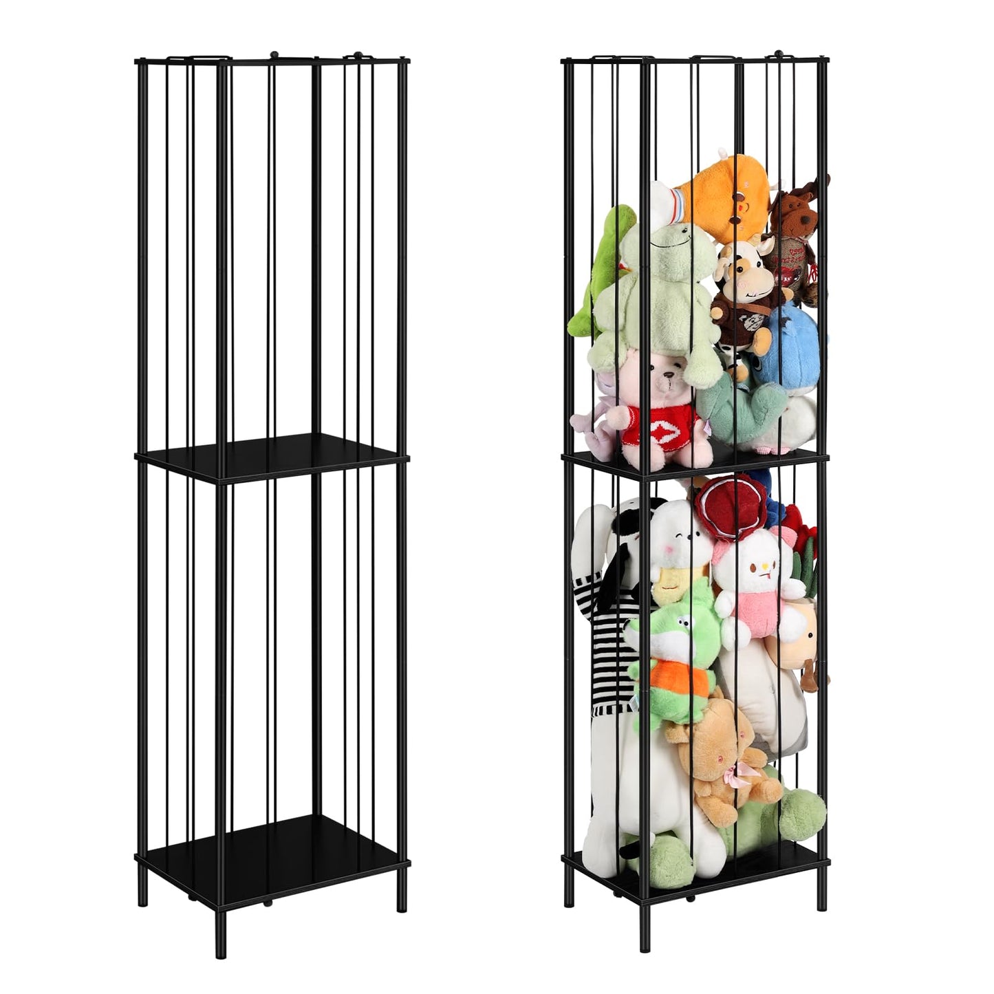 Stuffed Animal Storage Zoo 64'' Kids Toy Ball Storage Organizer Metal Plushies Toy Storage Holder for Playroom Birthday Gift for Bedroom Nursery, Black