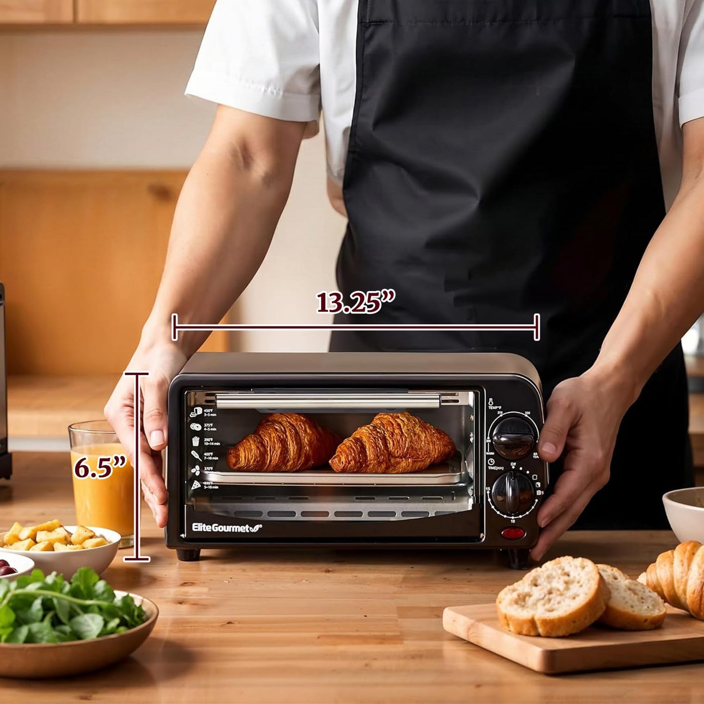 Elite Gourmet ETO236 Personal 2 Slice Countertop Toaster Oven with 15 Minute Timer Includes Pan and Wire Rack, Bake, Broil, Toast, Black