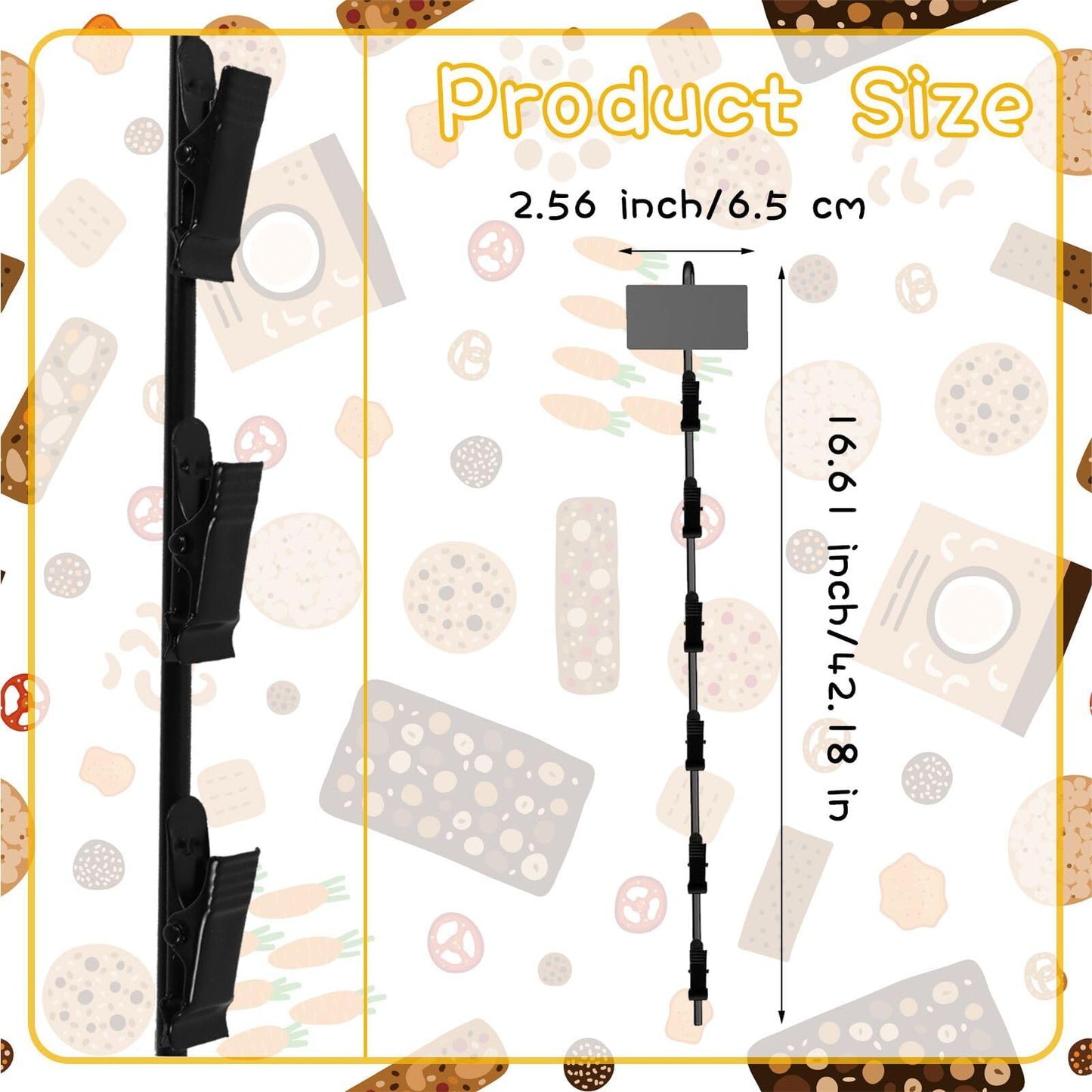 4PCS 16.5Inch Strips Hooks Chip Rack Display, Metal Portable Retail Organizer Storage Hanging Merchandise Strips, Chips Holder Display Strip for Candy Bars Retail Displaying (Spring)