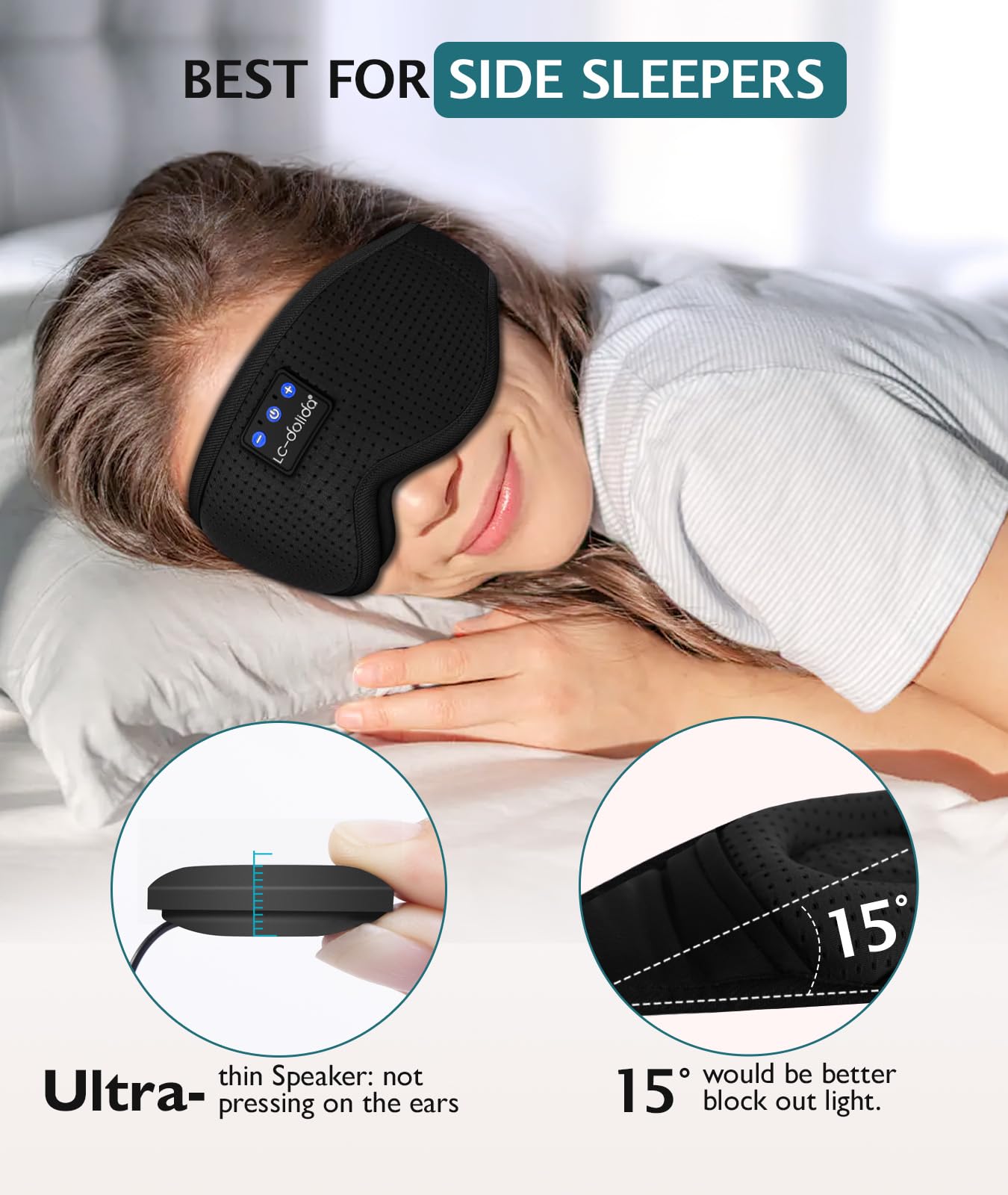 Bluetooth 5.4 3D Sleep Mask, Dual Sides Breathable Sleep Headphones, up to 15-Hour Stand-by Bluetooth Eye Masks, Wireless Earphones Eye Mask for Sleeping,Cool Tech Gadget Travel Essentials
