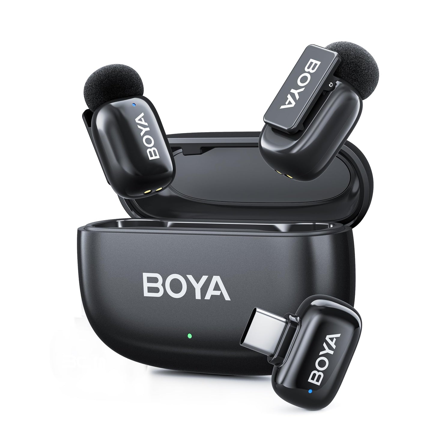 BOYA Mini 2 Wireless Lavalier Microphone for iPhone 15/16/17 Android, with AI Noise Cancellation, App Control, 30H Battery, USB-C Mic for Video, Podcast, Vlogging