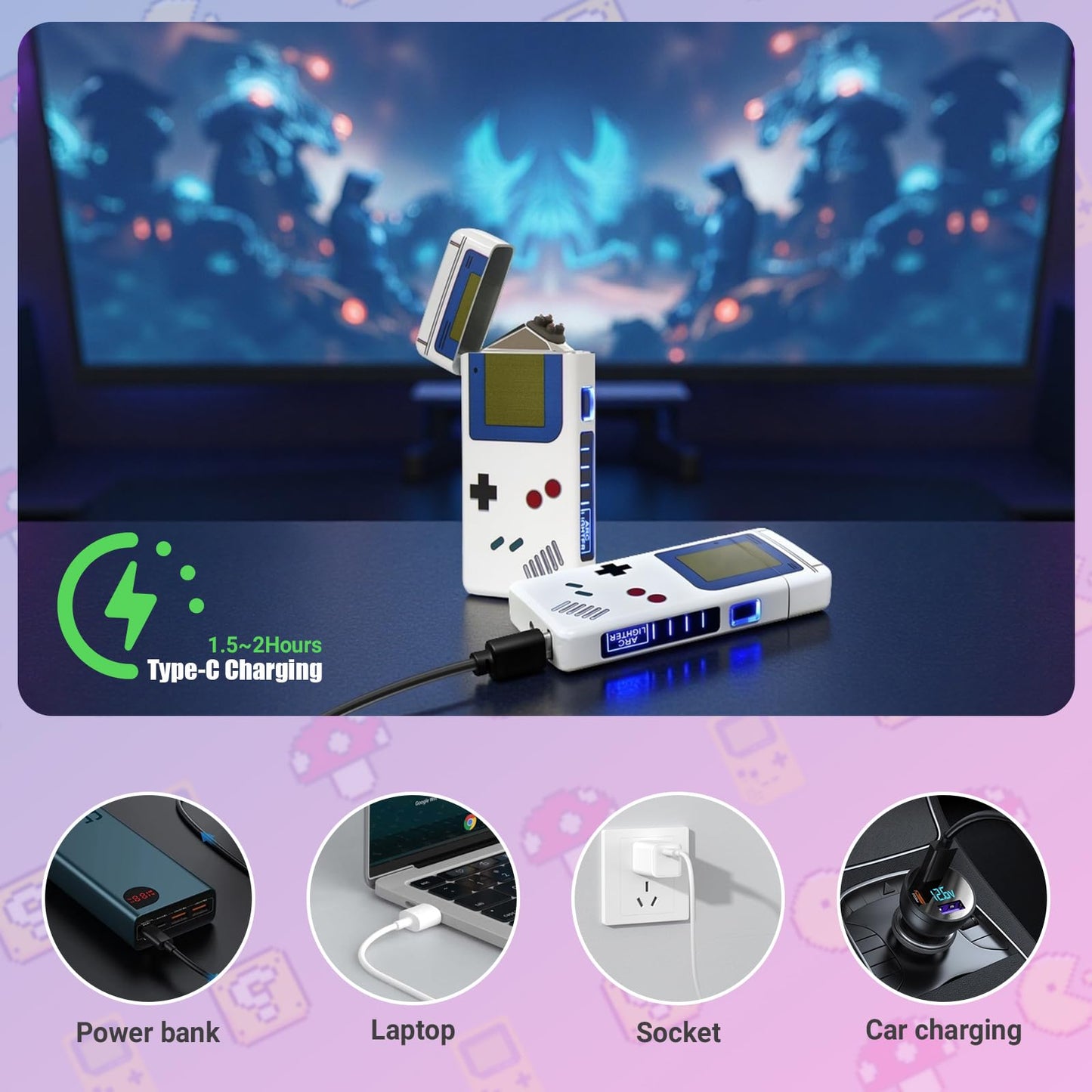 BAHASA Electric Lighter - USB Rechargeable Plasma Lighter, Windproof Flameless Lighters, Perfect for Retro Gaming Gifts, Men's Birthday Gifts