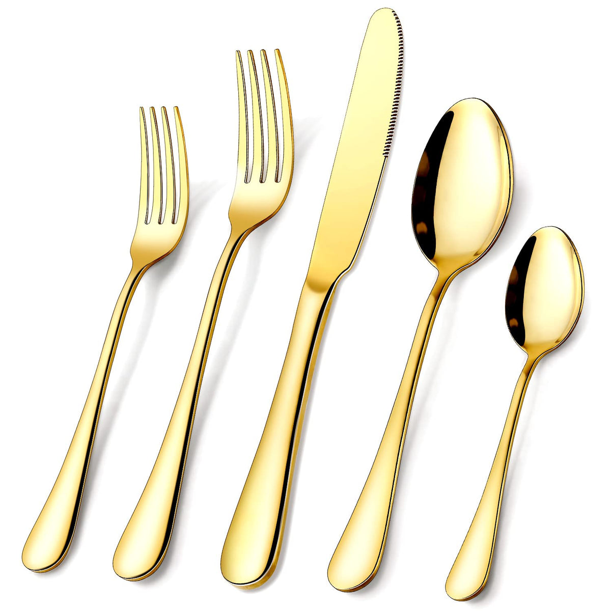 Gold Flatware Set, OGORI 40-Piece Food Grade Stainless Steel Gold Silverware Set Service for 8, Mirror Polished Cutlery Utensils Set Include Knife/Fork/Spoon, Dishwasher Safe