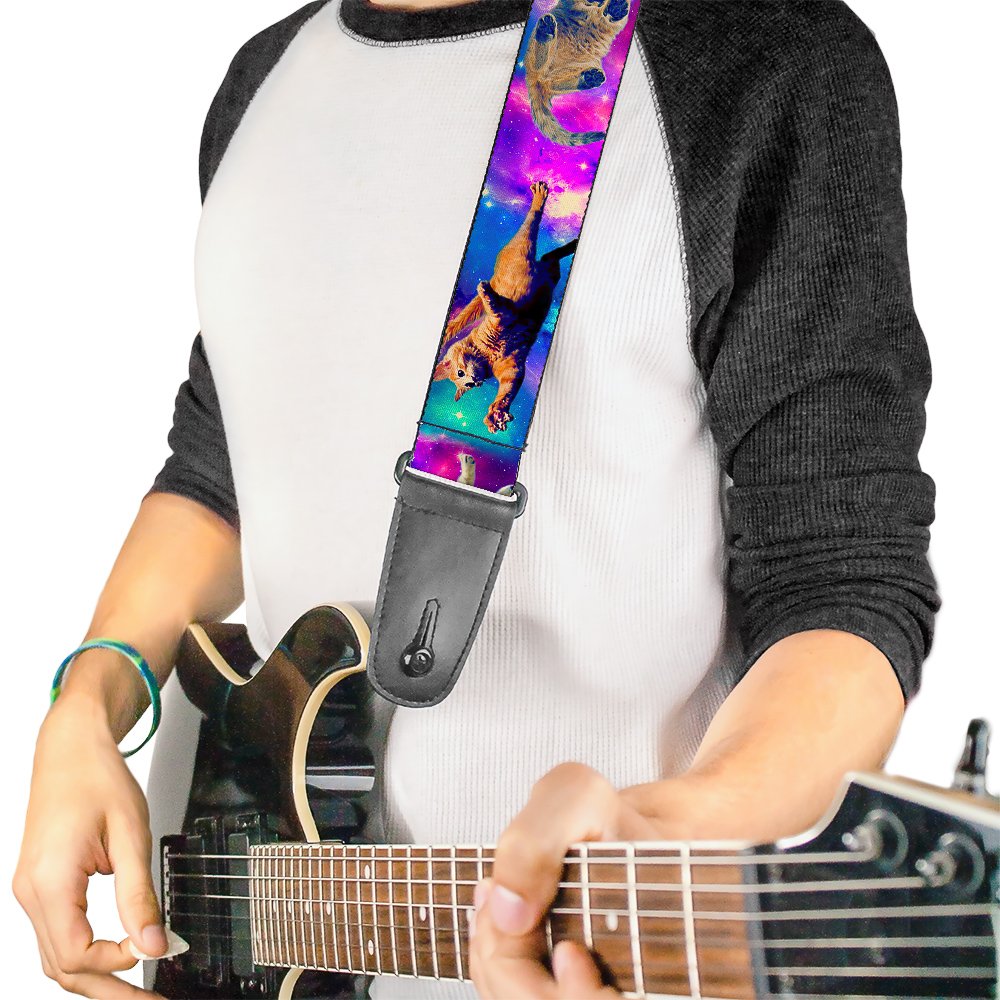 Buckle-Down Guitar Strap Cats In Space Pinks Blues 2 Inches Wide