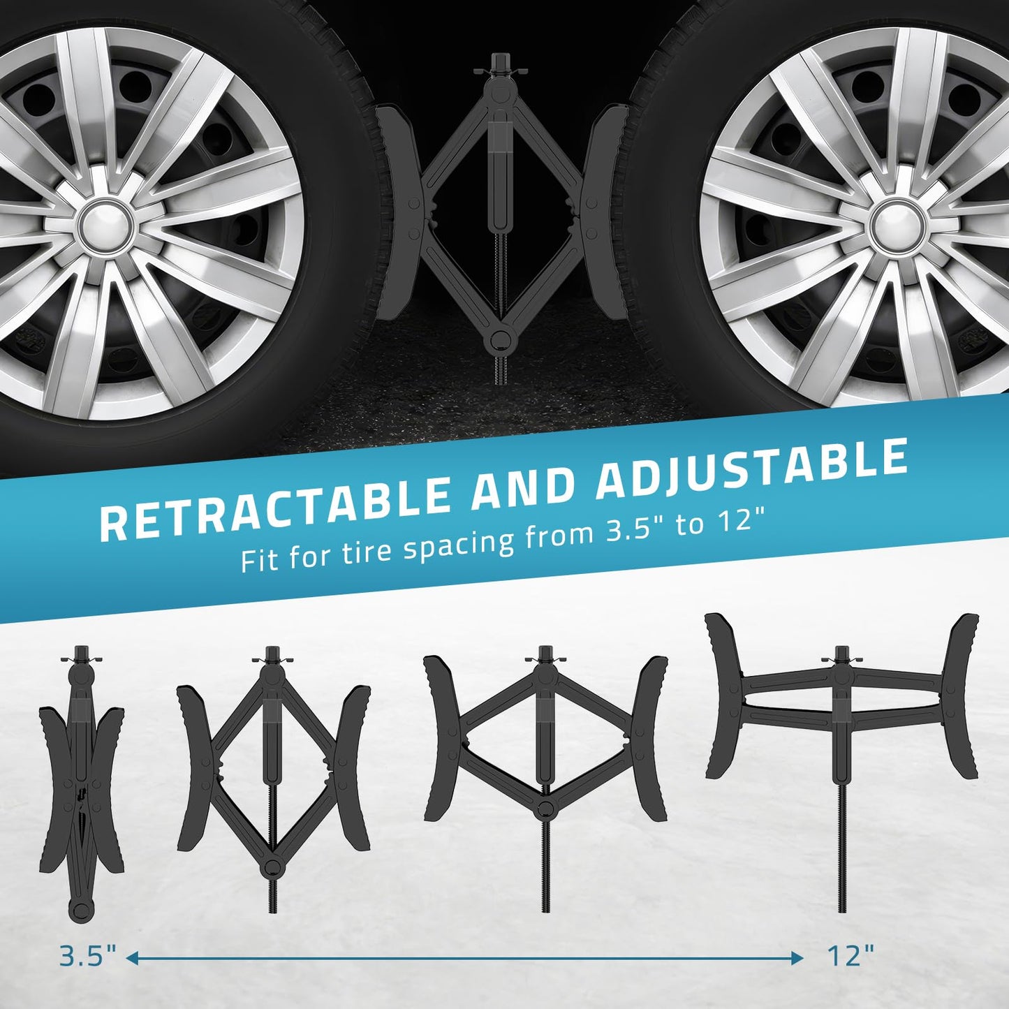 PAULINN Camper RV Wheel Chock Stabilizer 2 Sets for Travel Trailers Heavy Duty X Chocks Fits 3.5" to 12" Wheel Gaps