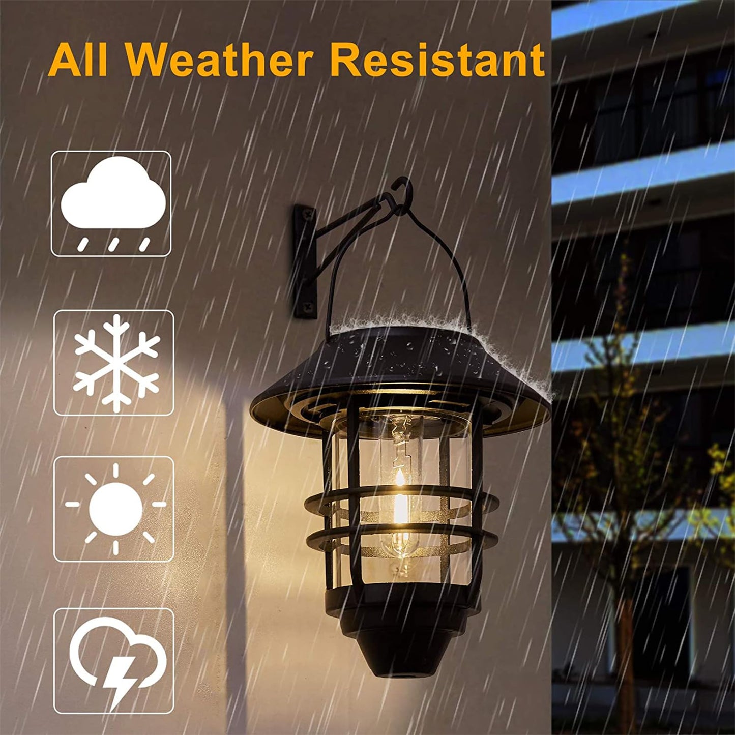 2 Pack Solar Lanterns Outdoor Hanging Solar Lights Waterproof Porch Lights Fixtures, Heavy Glass & Stainless Dusk to Dawn Outdoor Solar Lights Illumination for Outside Yard