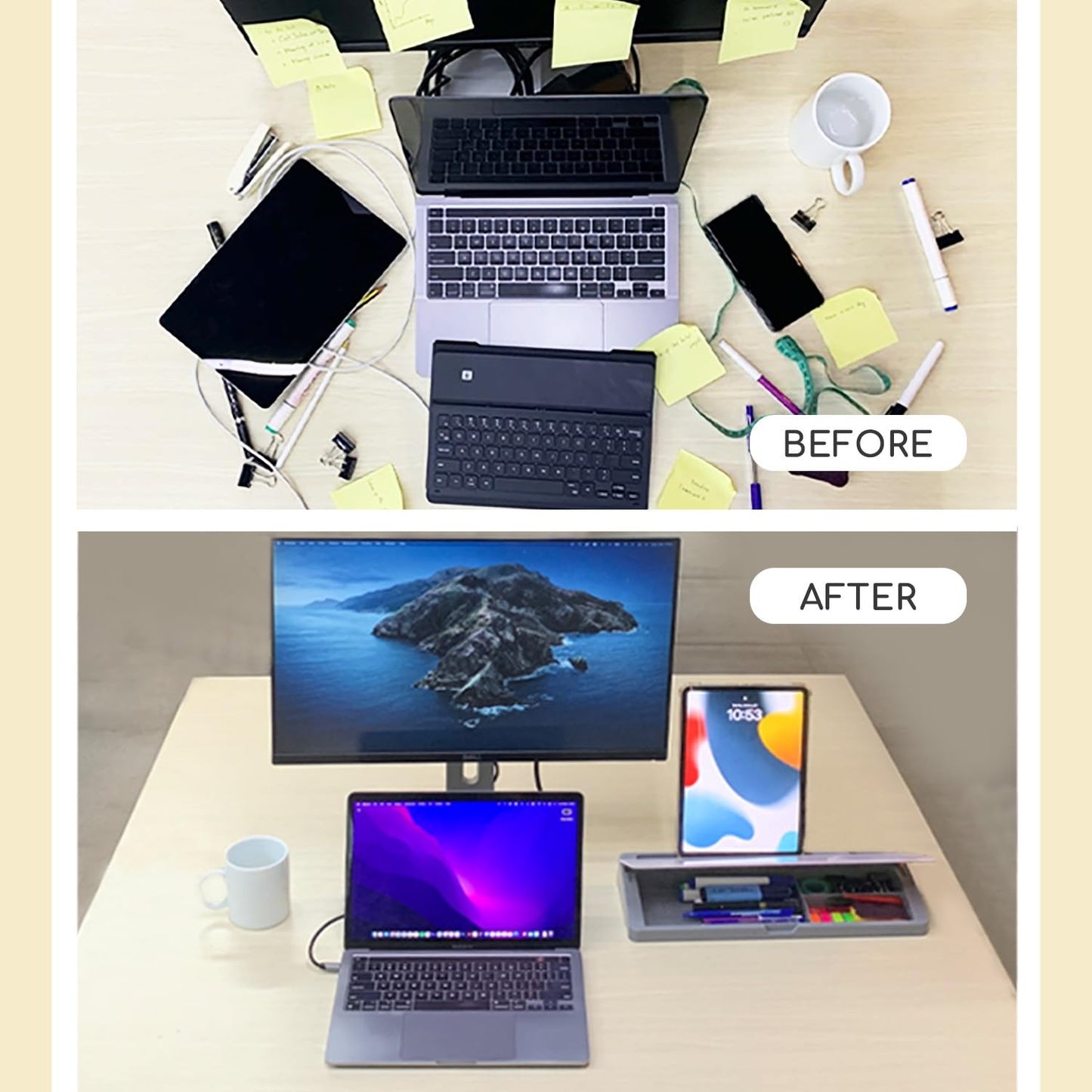 COORIART Glass Desktop Whiteboard with Storage Drawer, Dry Erase Board for Keyboard Stand, to-Do List, Memo & Planner – Desk Organizer with Accessories for Office, Home, and School (White)