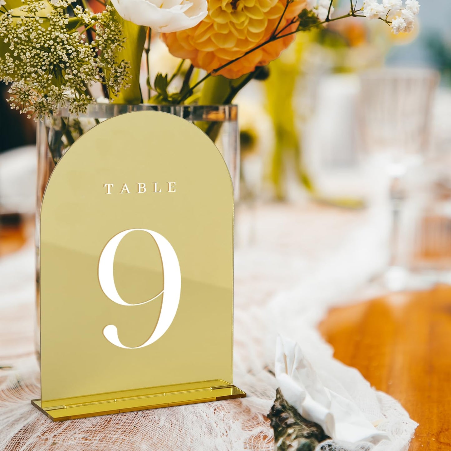 JINMURY Gold Mirror Arch Table Numbers for Wedding, 30 Pack 5x7" Gold Mirror Arch Acrylic Signs with Stand Acrylic Table Numbers 1-30, Perfect for Wedding Reception