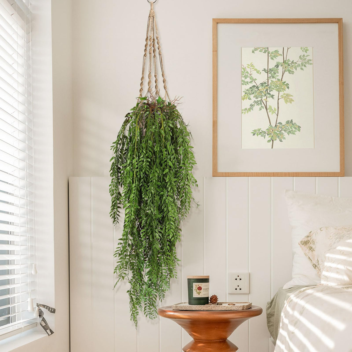 RECUTMS 2 Pcs Hanging Fake Plants Faux Ferns Ivy Willow Vine Leaves Wall Greenery Artificial Vine Plastic for Spring Home Garden Wedding Party Indoor Outdoor Jungle Party Patio Decorations(Green)