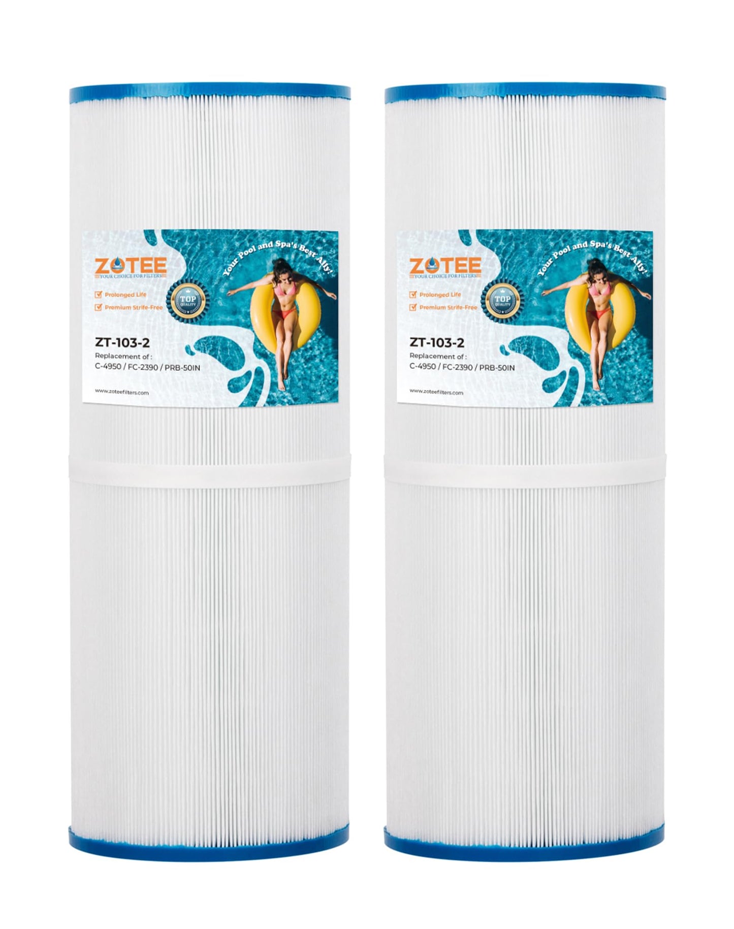 ZOTEE PRB50-In Spa Filter Replaces C-4950,Darlly 40506,Guardian 413-212-02,Filbur Fc-2390,03Fil1600,17-2380,Jacuzzi J200 Series Filter, Spa Hot Tub Filter,2 Pack