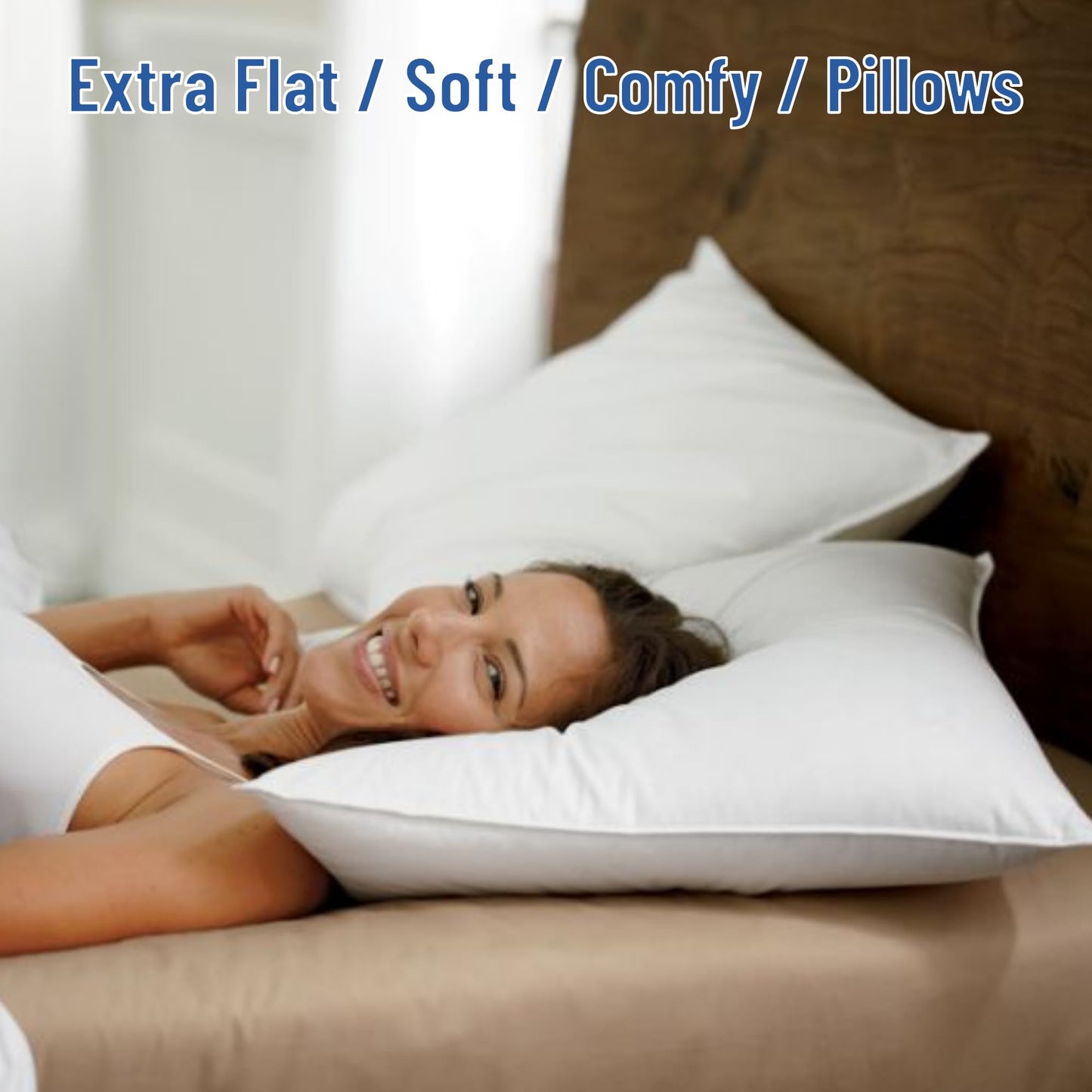 SILUI Flat Soft Thin Pillows for Sleeping Queen Size Set of 2 Pack Low Bed Pillow with Down Alternative Fill for Side Back Stomach Sleepers, 20x30 Inches, White