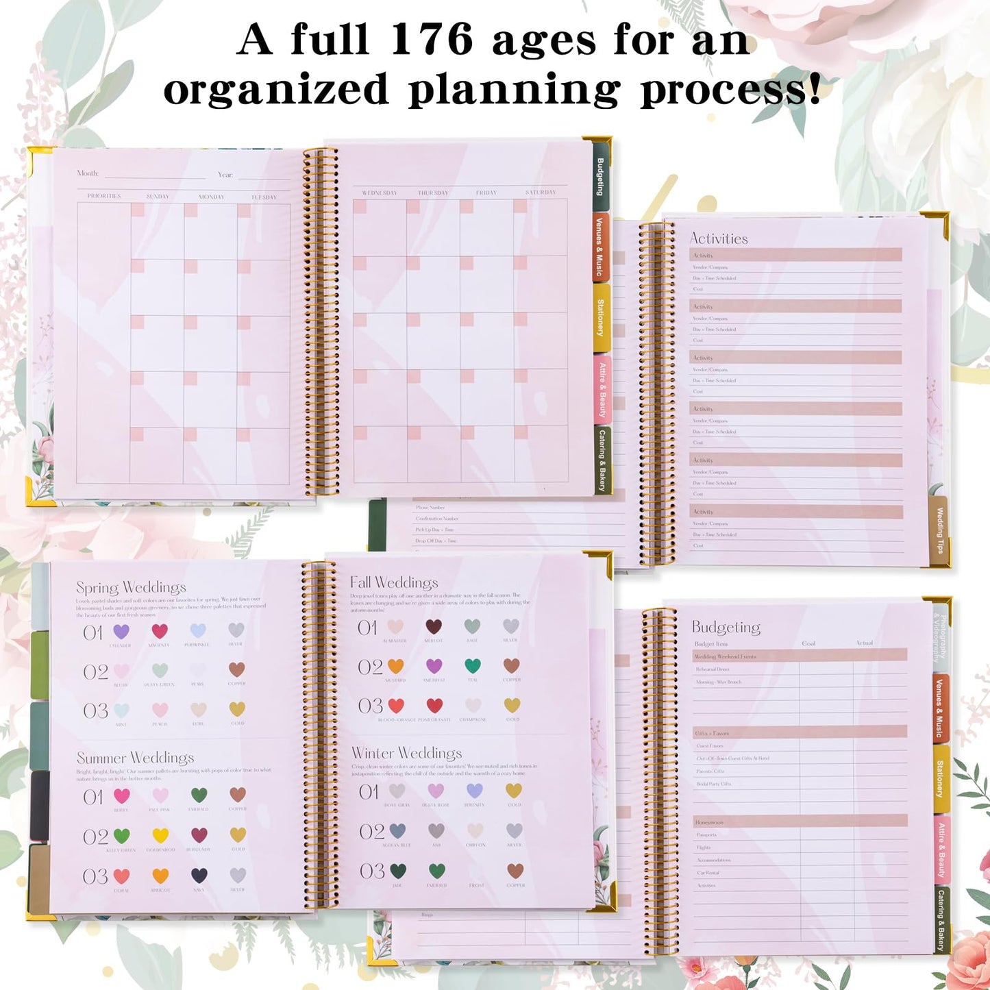 VinTS 176 Pages Wedding Planner,Wedding Planner Book and Organizer,9" x 11" Hardcover Engagement Wedding gifts for Couples,Brides