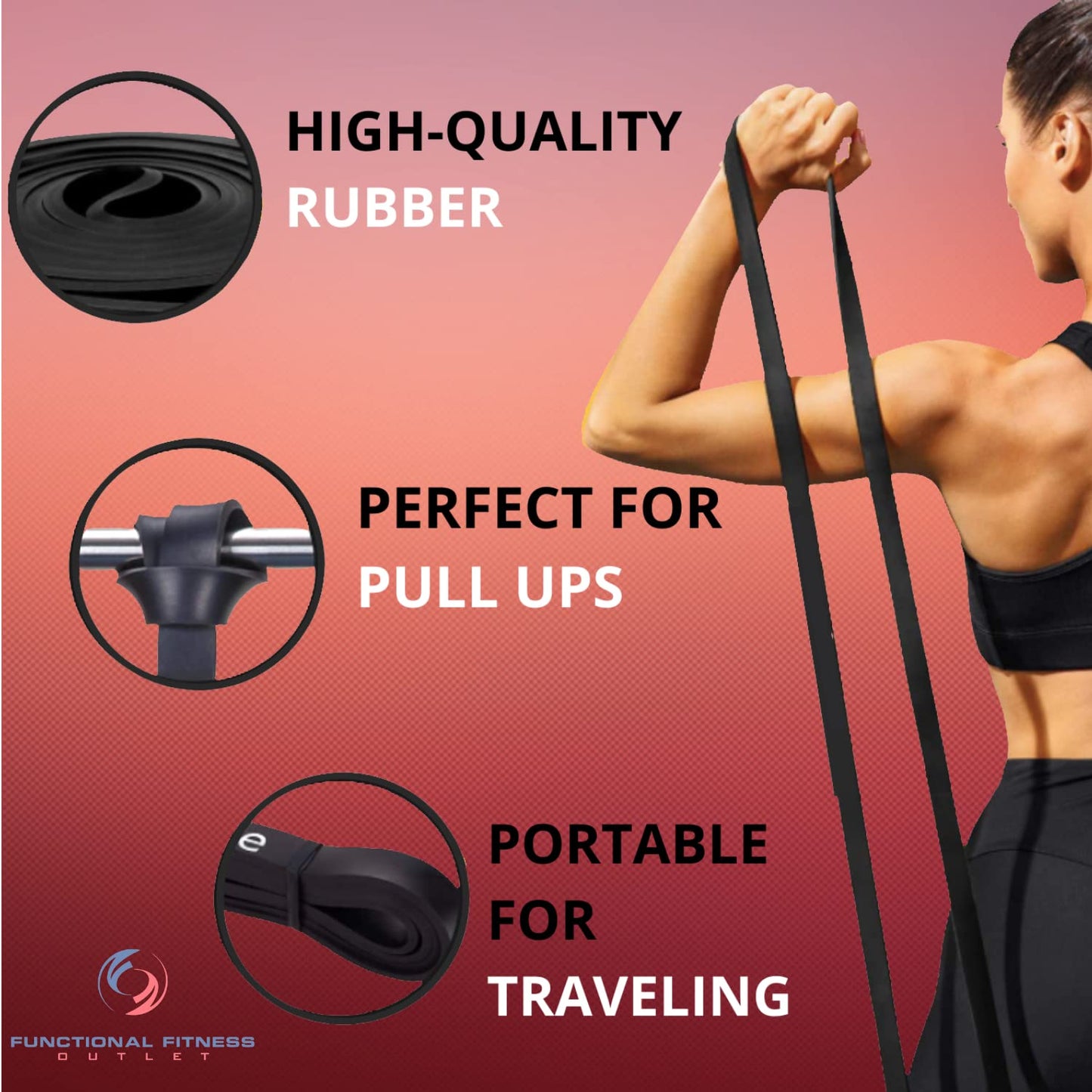 Rubberbanditz Pull Up Assist Bands Set by Functional Fitness. Heavy Duty Resistance and Assistance Training Band Set of 5
