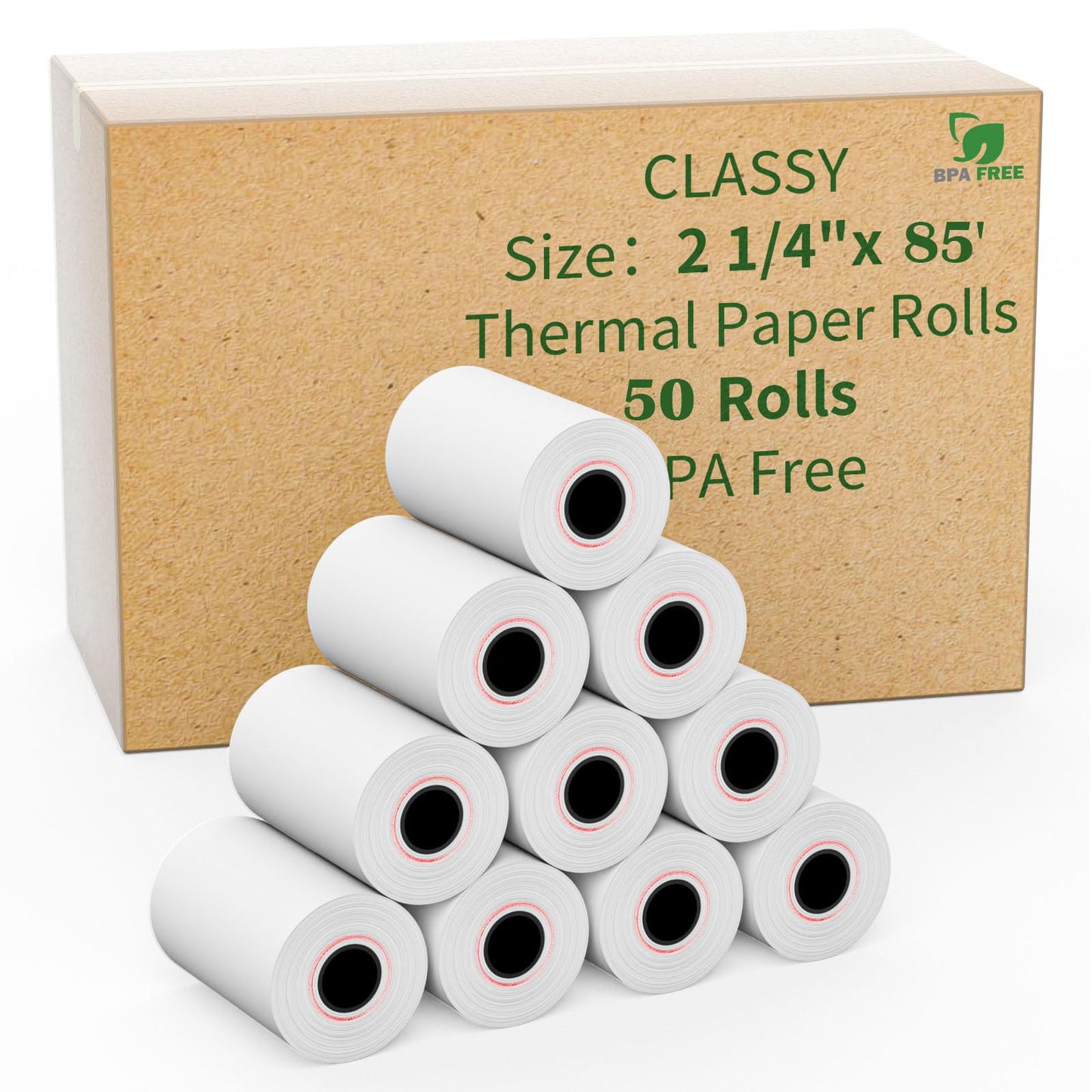 (50 Rolls) 2 1/4" x 85' Thermal Paper, Receipt Paper, POS Cash Register Receipt Rolls Fits for Most Credit Card Terminals, 2 1/4 inch x 50 feet-85 Rolls